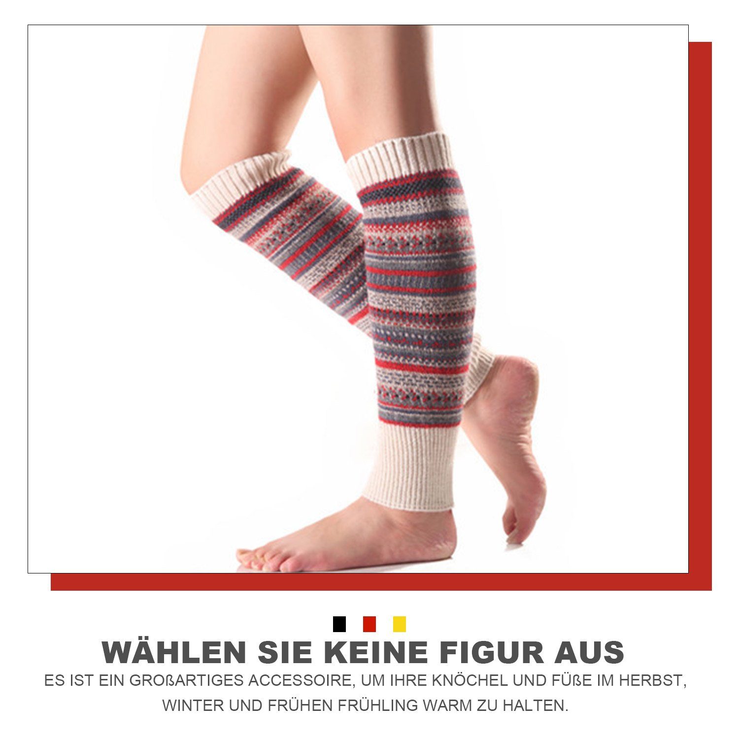 Leg Damen MAGICSHE Warmers Lange Beinstulpen Blau Gestrickte Stulpen Beinwärmer