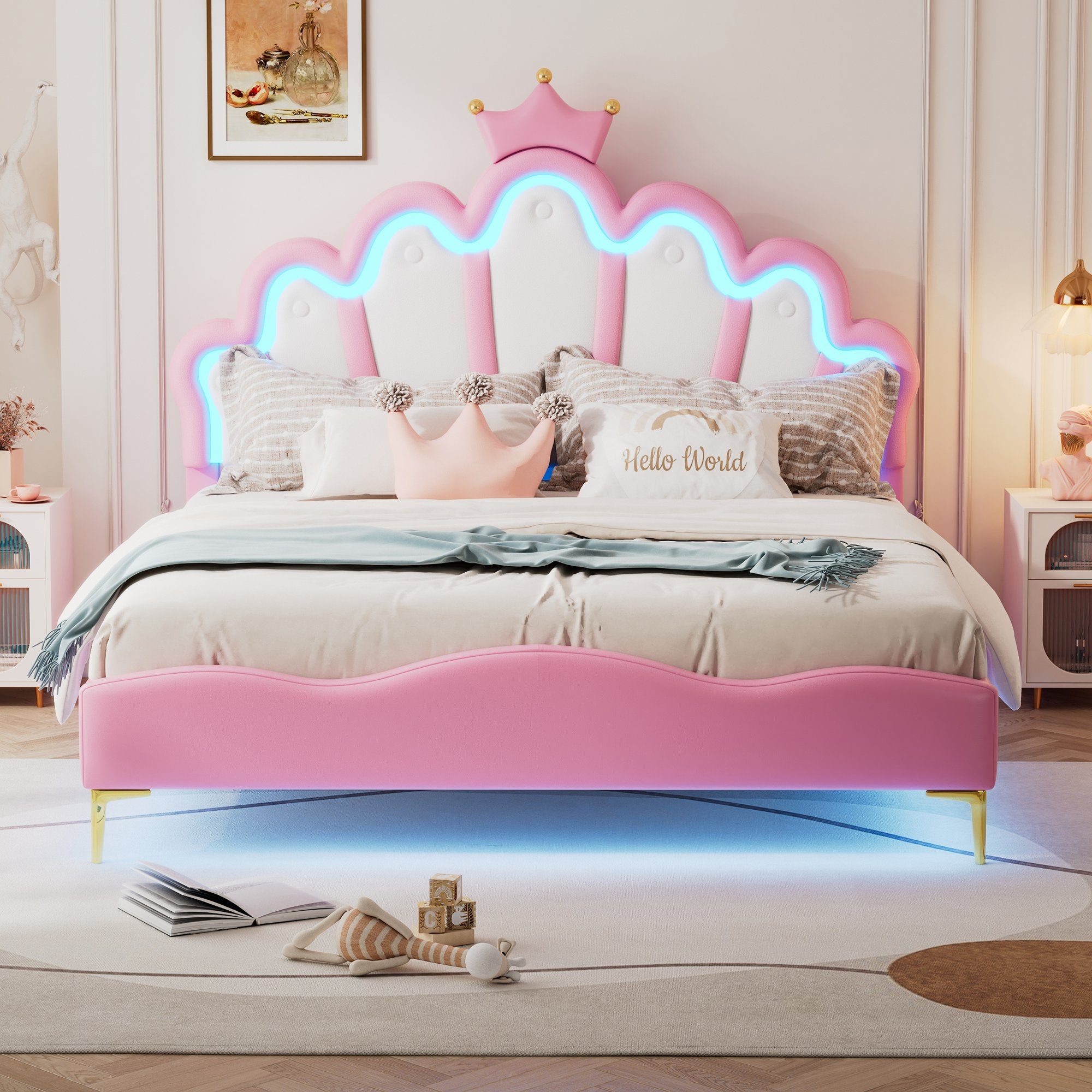 Flieks Polsterbett, LED Kinderbett Doppelbett mit günstig online kaufen