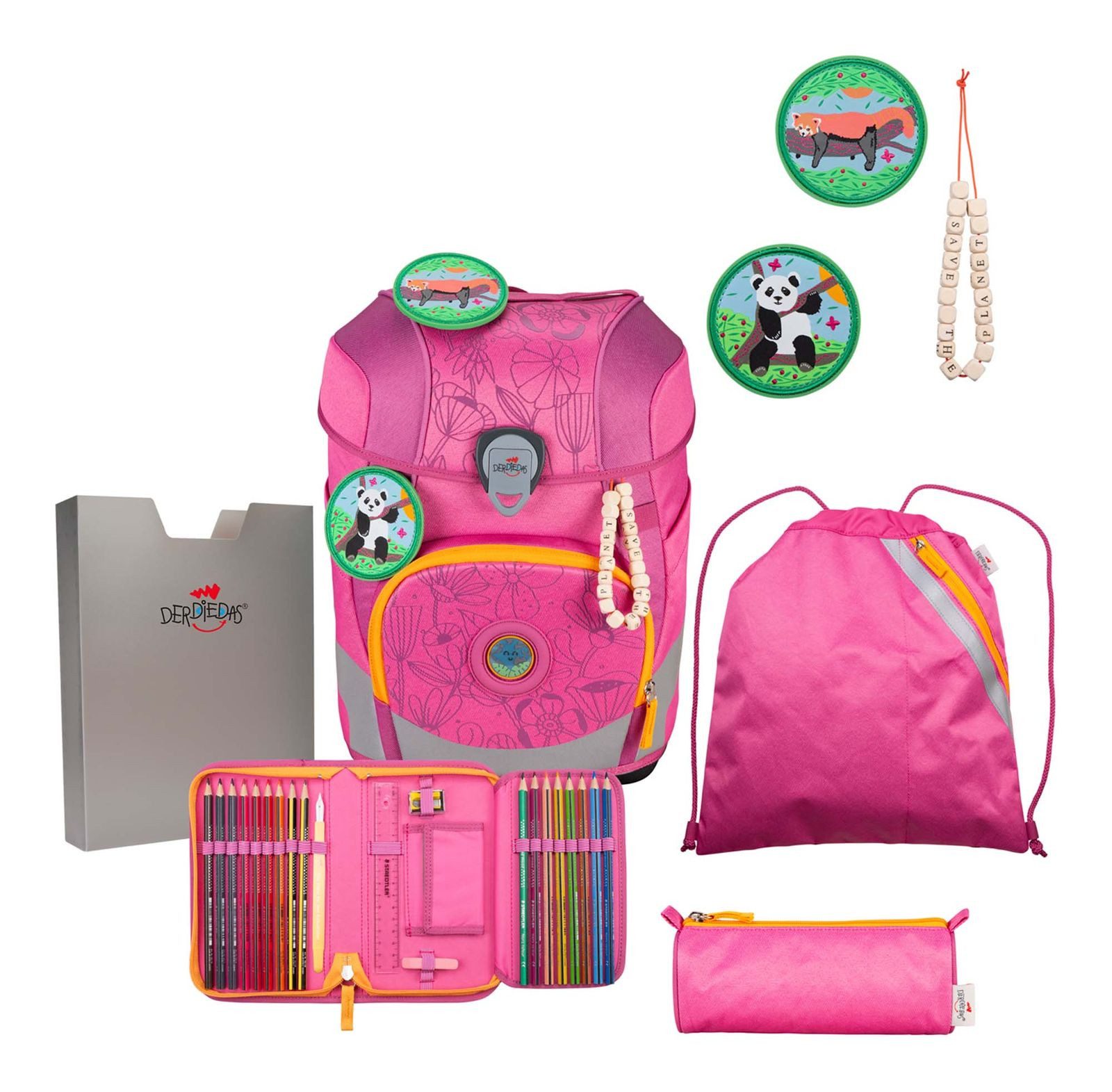 DerDieDas® Schulranzen Exklusiv Eco Schulranzenset 5-teilig (Set, 5-tlg)