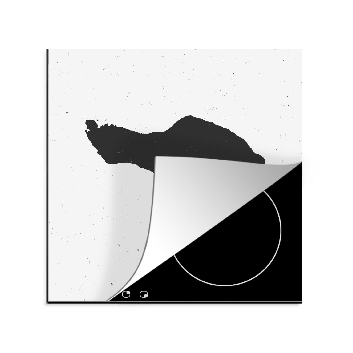 Karte küche schwarzen (1 einer Herdblende-/Abdeckplatte Eine Bali, Ceranfeldabdeckung, cm, Arbeitsplatte tlg), 78x78 MuchoWow von Illustration für Vinyl,
