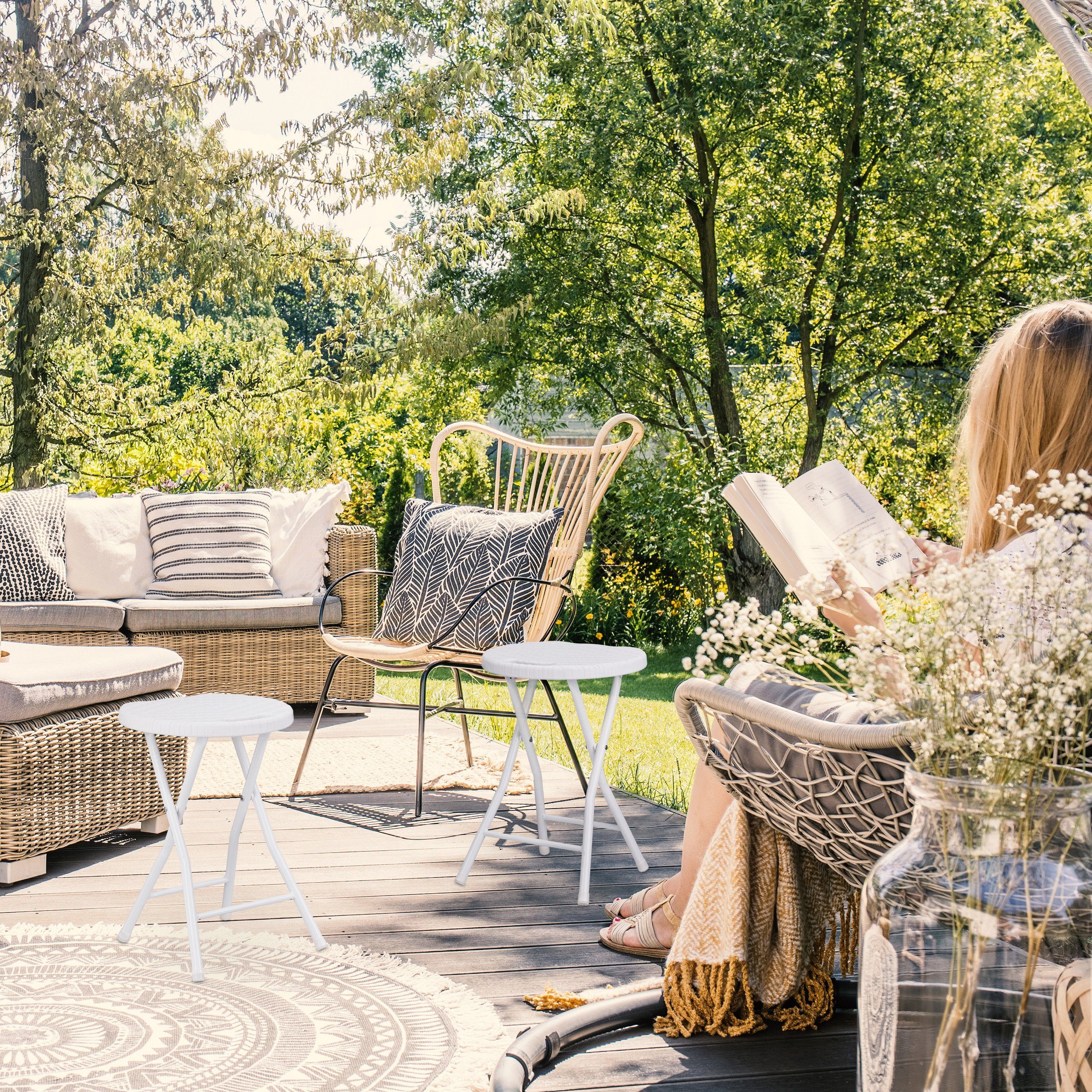 relaxdays Sitzhocker Klapphocker BASTIAN, Weiß günstig online kaufen