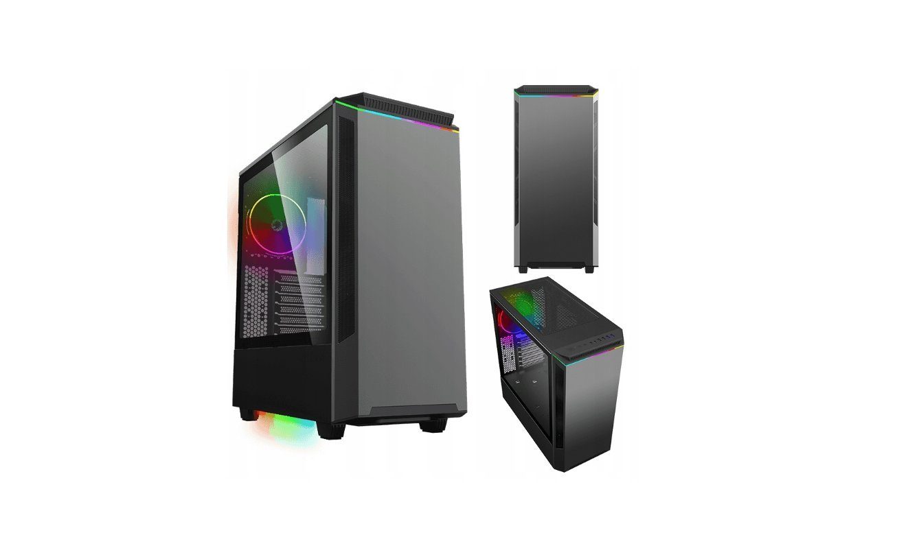 COIL Корпуса ПК Paladin T801,Mid-Tower ATX, gehärtetes Glas, ARGB 12cm Rainbow-Lüfter, (Staubfilter: Boden- und Oberseite mit Staubfilter), Gehärtetes Glas, ARGB, MIDI-Tower, ATX, Grafikkartenlänge: 360 mm