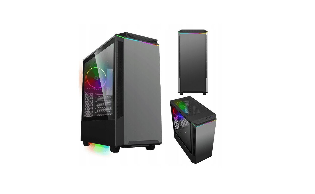 COIL PC-Gehäuse Paladin T801,Mid-Tower ATX, gehärtetes Glas, ARGB 12cm Rainbow-Lüfter, (Staubfilter: Boden- und Oberseite mit Staubfilter), Gehärtetes Glas, ARGB, MIDI-Tower, ATX, Grafikkartenlänge: 360 mm