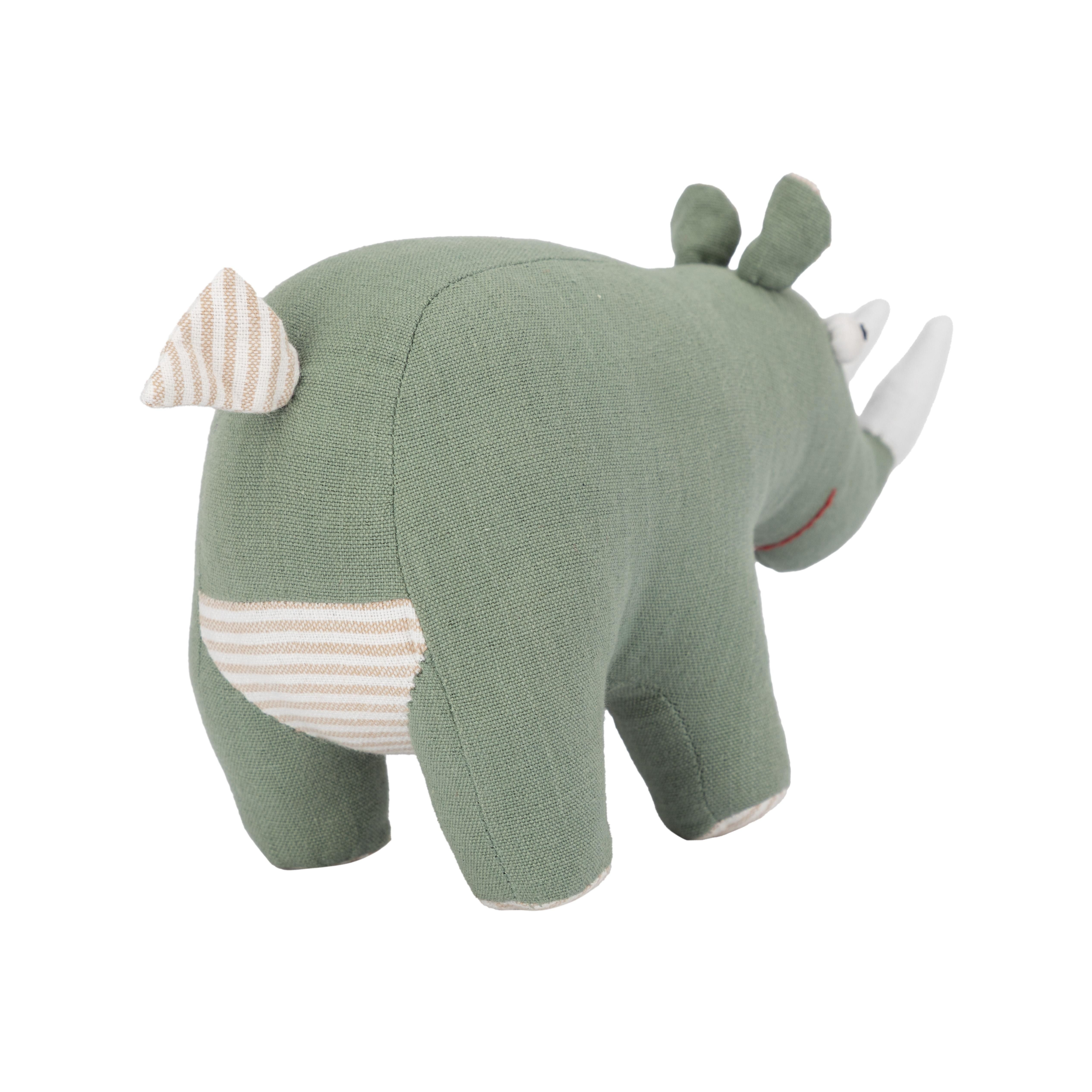 El Puente Kuscheltier Stofftier Nashorn aus Baumwolle in Grau, Handmade, Handmade