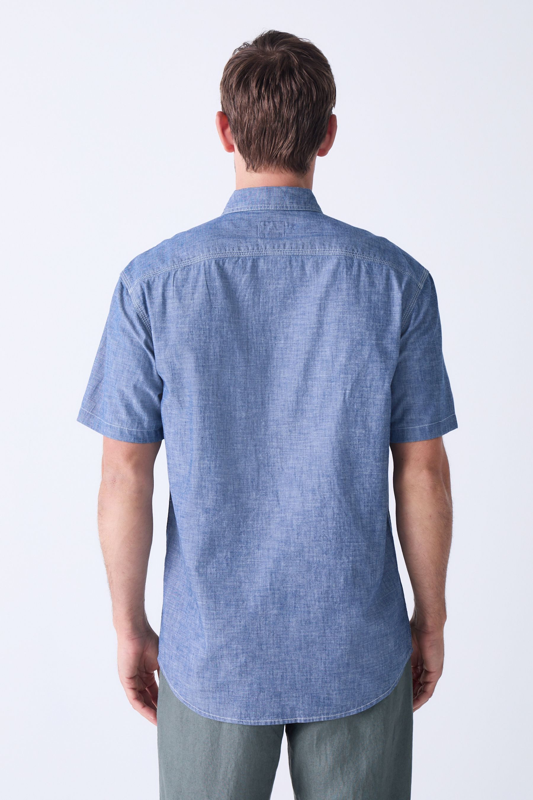 Next Jeanshemd Chambray Denim-Kurzarmshirt aus 100 % Baumwolle (1-tlg) günstig online kaufen