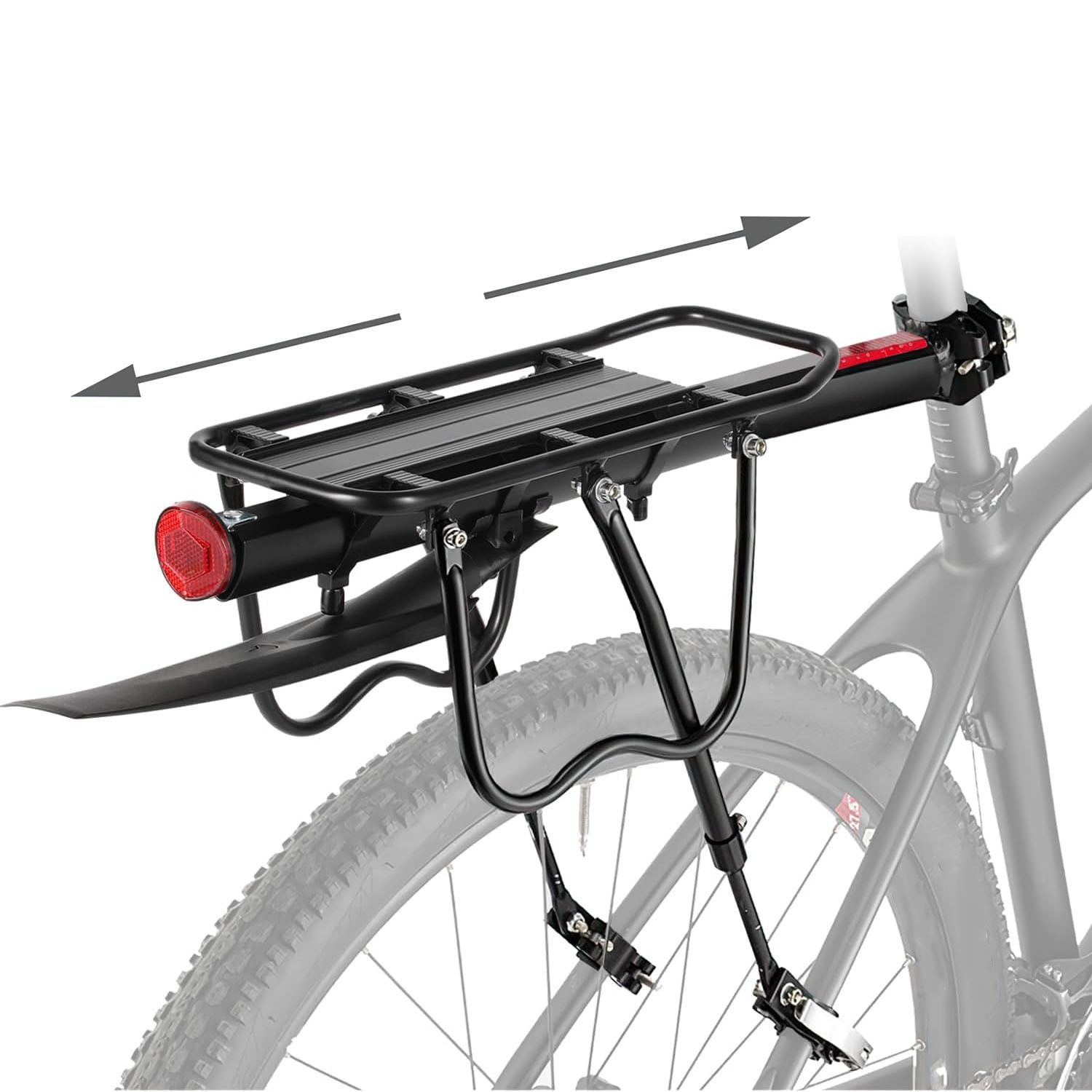 HEYHIPPO Heckfahrradträger Mountainbike gepäck rack fahrrad hinten sitz verdickt rack mit fender, (55×14cm Fahrradteile, Universelle Gepäckträgerhalterung für Rucksäcke mit Reflektoren), Schnellspanner Fahrrad-Heckträger aus Aluminiumlegierung, Metallregal