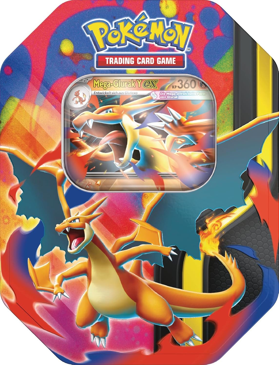 The Pokémon Company International Spiel Pokémon Tin-Box Mega-Glurak Y (4 Booster + Promokarte)