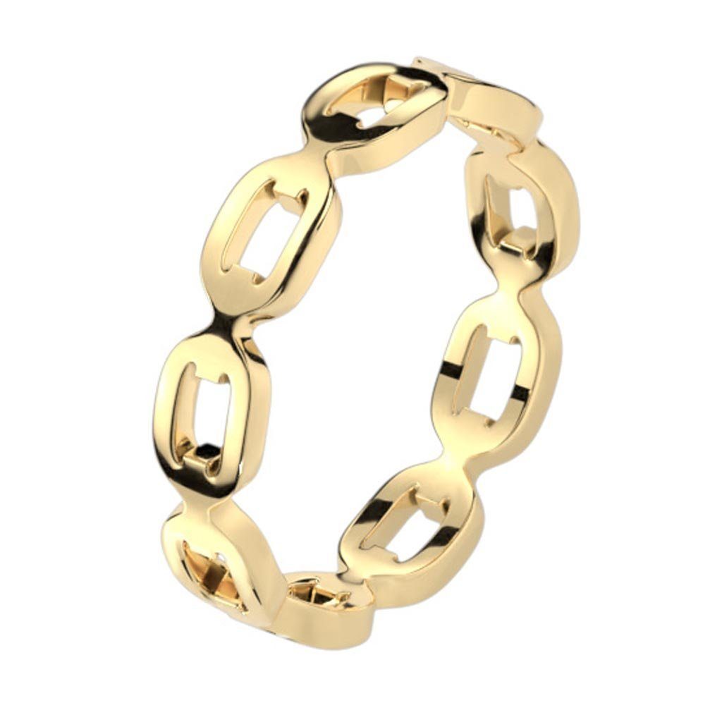 viva-adorno Fingerring Edelstahl Ketten Ring Kettenglieder poliert Gold Glieder Damenring