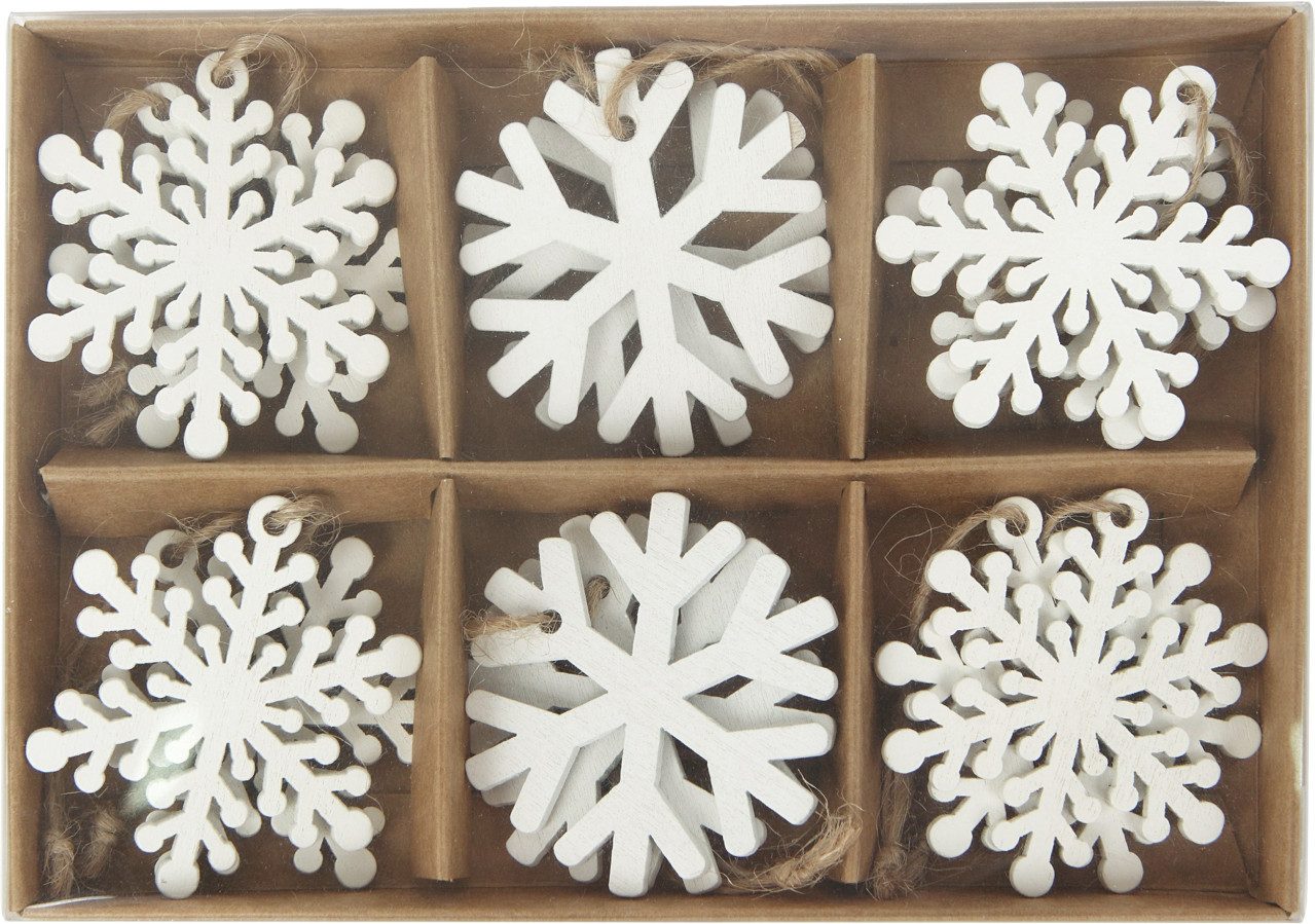 Trend Line Hängedekoration TrendLine Set aus 18 Holzschneeflocken zum