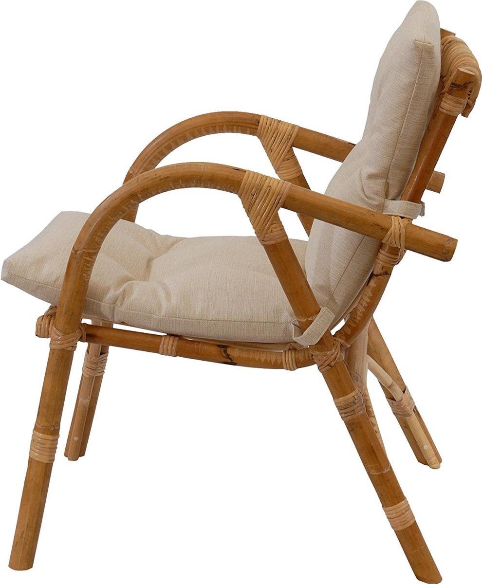 (Gestäbt Home Armlehnen Krines Sessel aus Set/2 Polster), mit Rattan mit Korbstuhl Stil Naturrohr Rattansessel Relax mediterraner