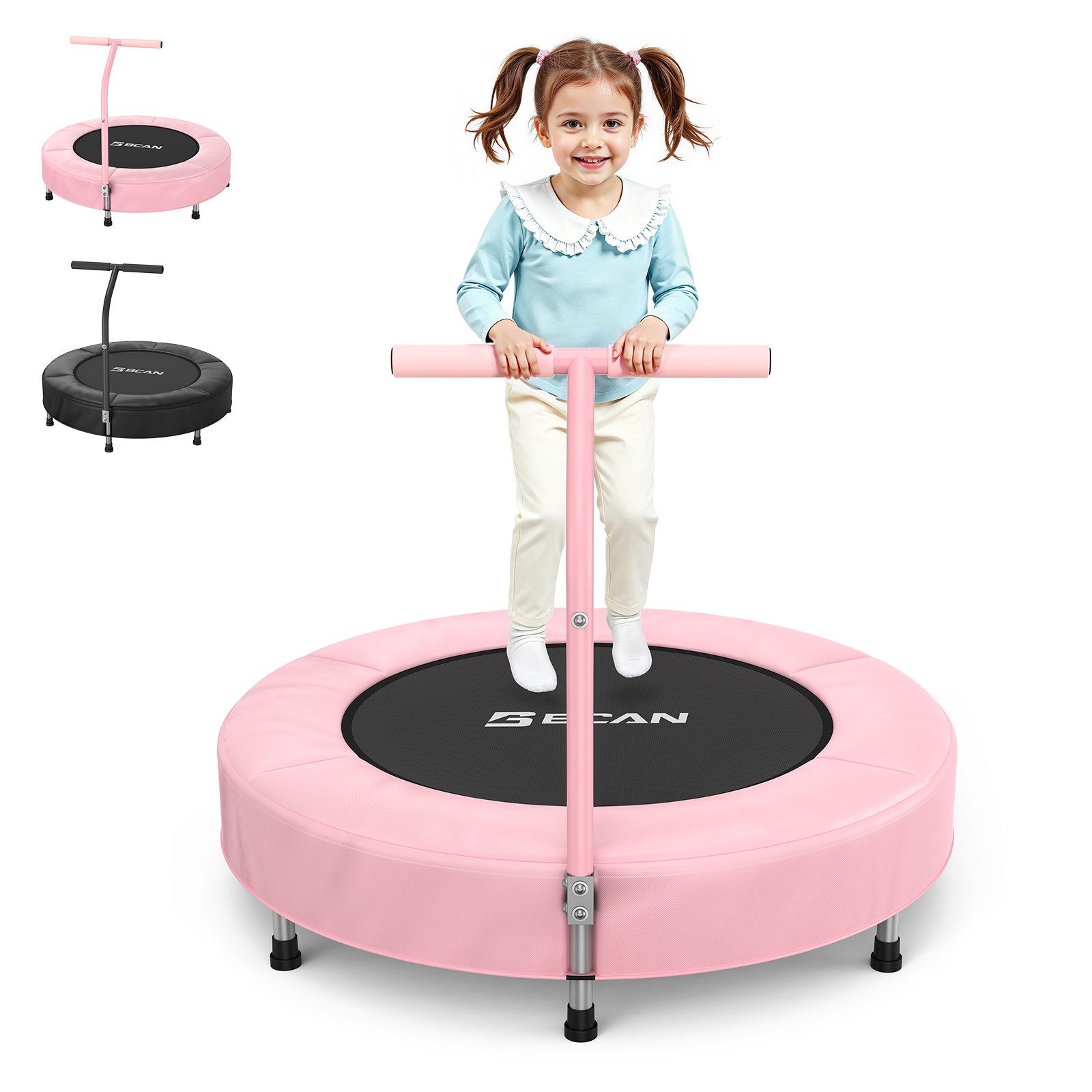 BCAN Kindertrampolin für 1-6 Jährige, mit Schaumgriff & lückenloser Polsterung, Ø 91 cm, (1 tlg), gelenkschonend für Indoor-Spiel