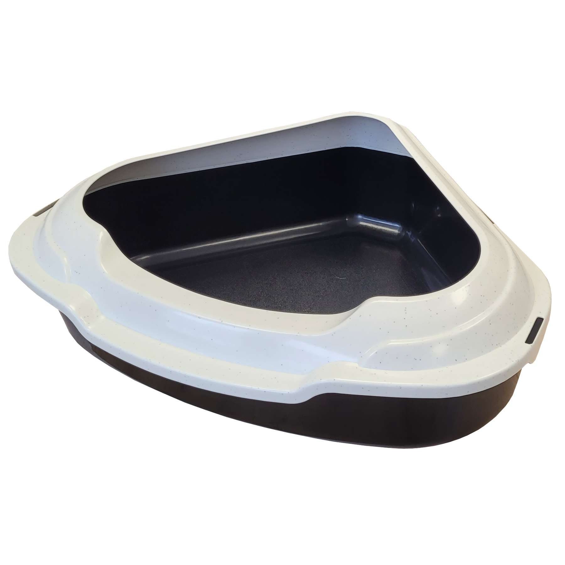 PETGARD Katzentoilette Katzentoilette Ecktoilette XXL Schalentoilette MEMPHIS mit Rand, MEMPHIS schwarz-weiß mit Rand