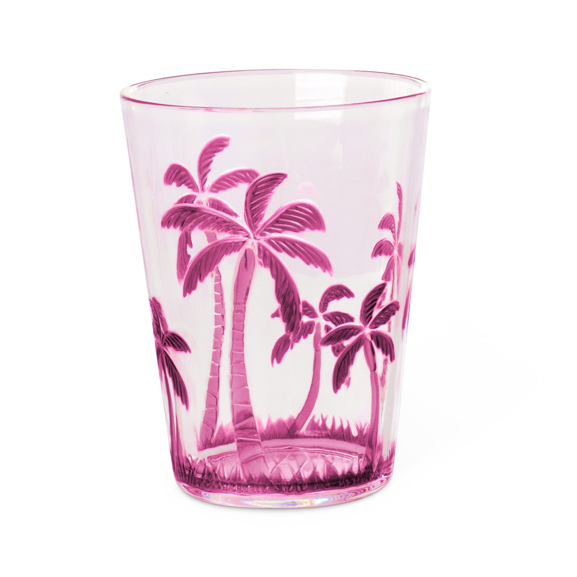 rice Tumbler-Glas Rice Becher Trinkglas Acryl Palme Palm Tree Design Pink