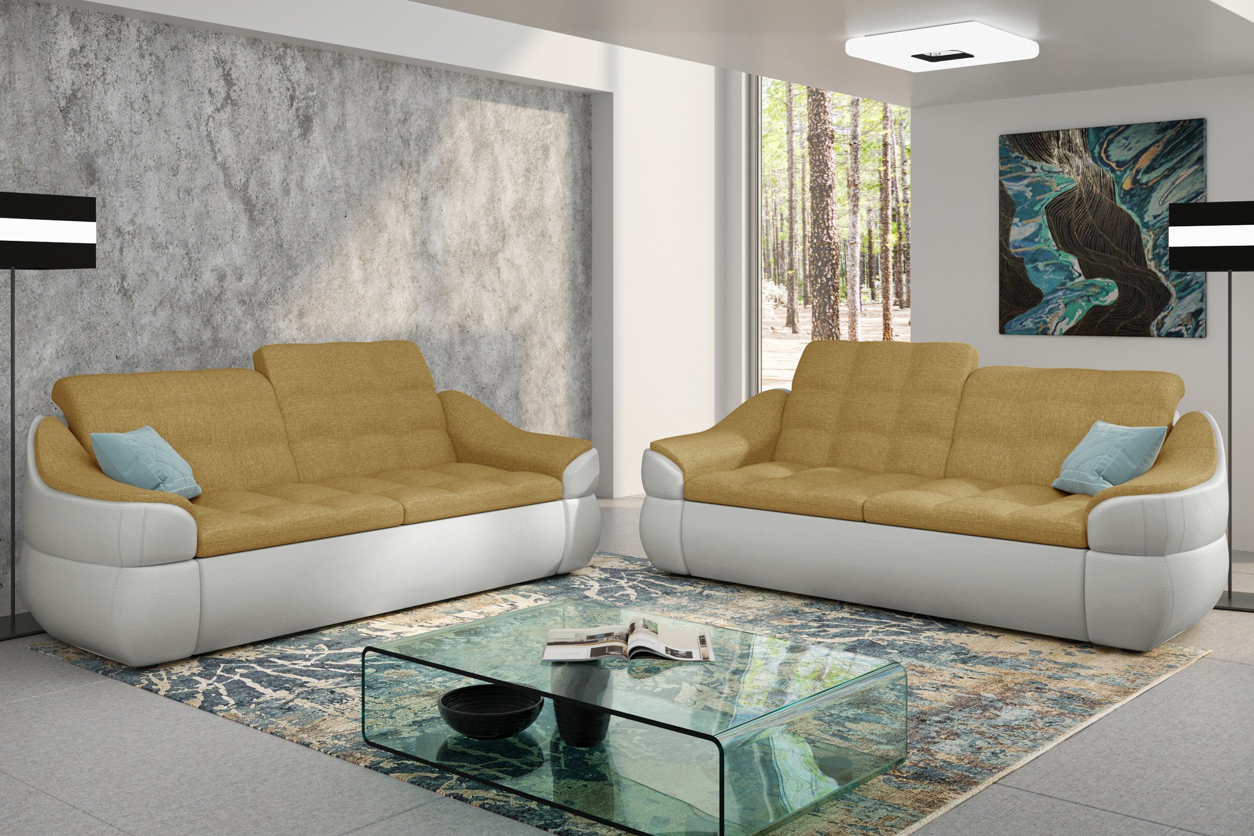 Stylefy Polstergarnitur Alisa, (Set (2-tlg), bestehend aus 2x2-Sitzer Sofa, Modern Design, made in Europa