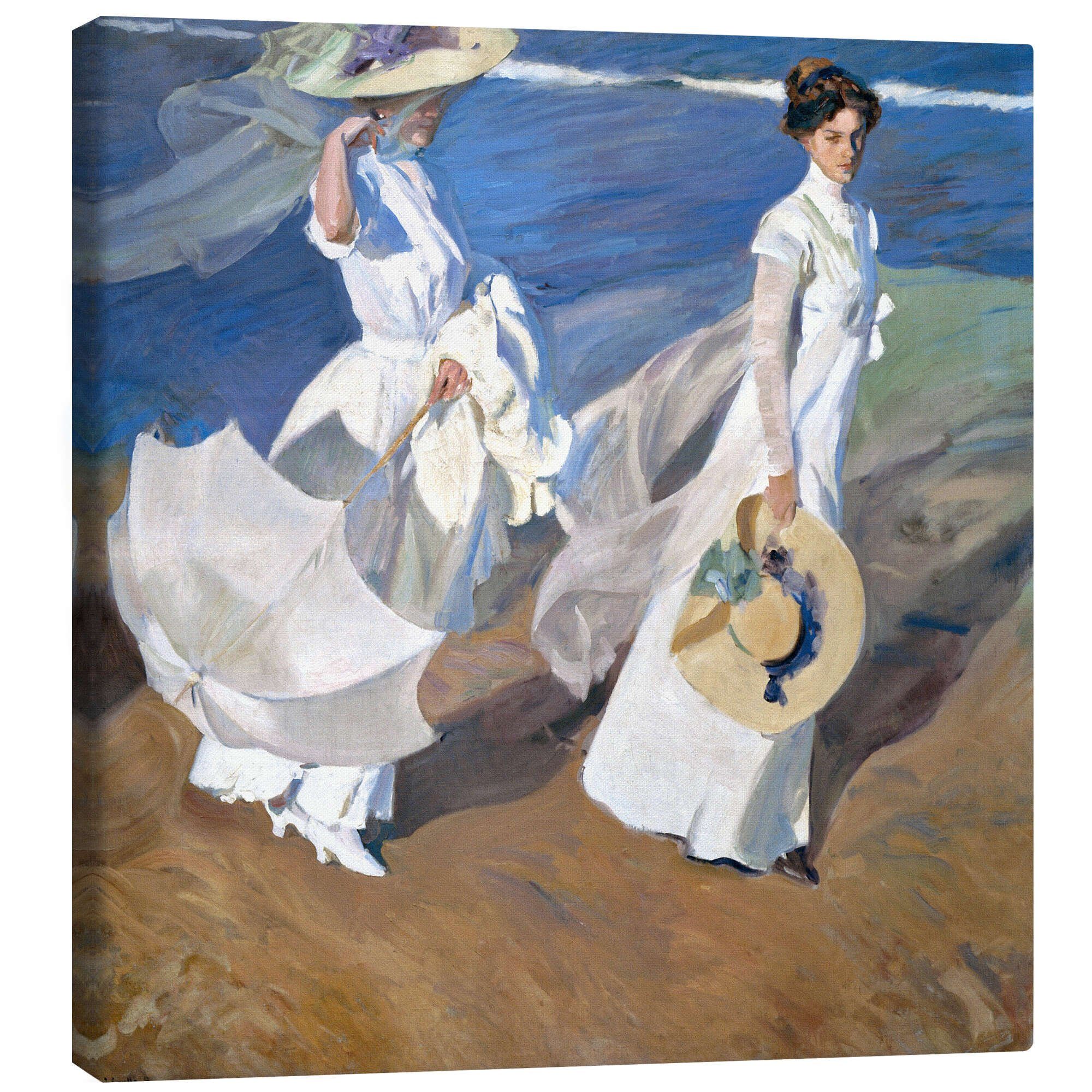 Posterlounge Leinwandbild Joaquín Sorolla y Bastida, Spaziergang entlang der Küste, 1909, Badezimmer Maritim Malerei