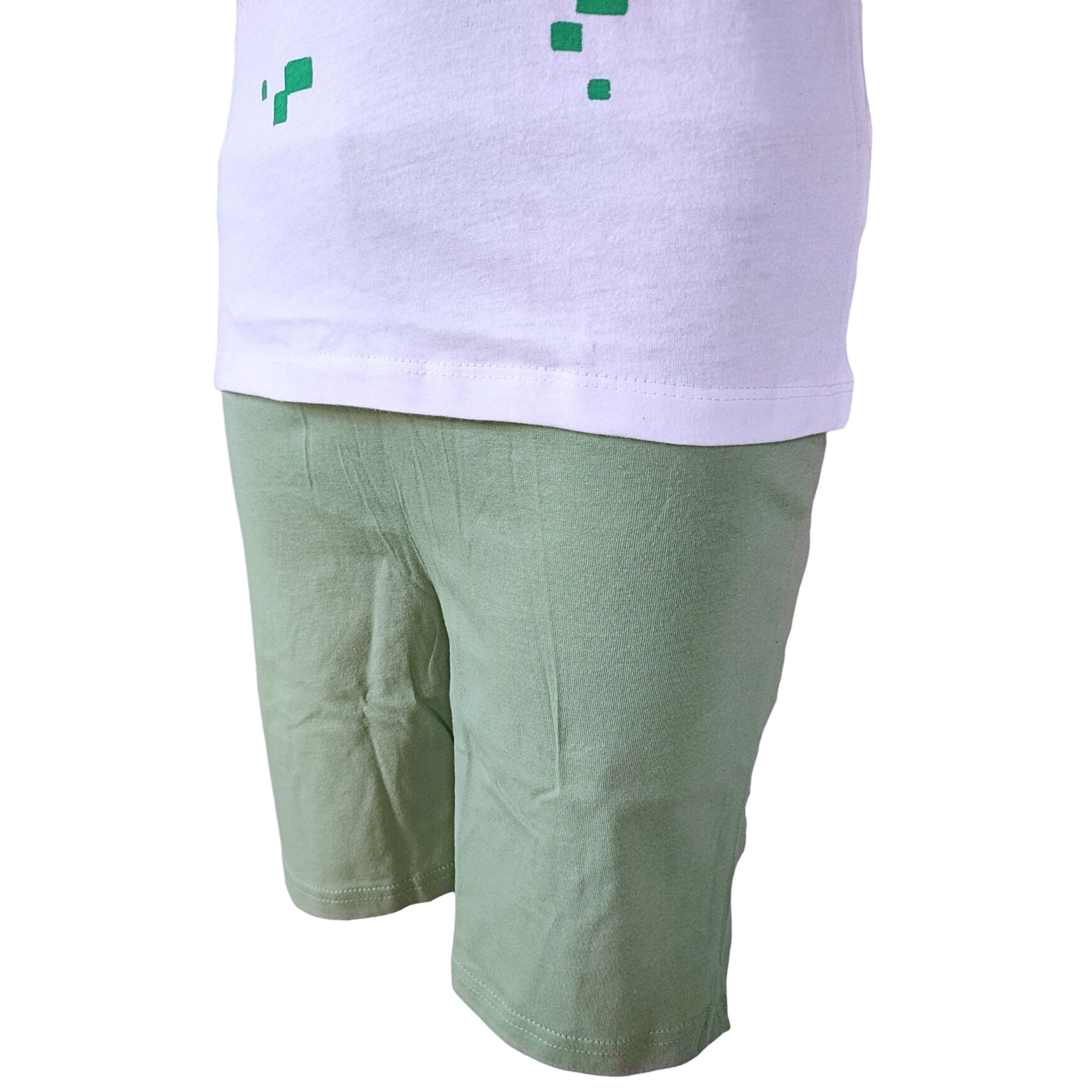 Gr. Kinder Jungen Schlafanzug (2 - kurz Pyjama Shorty Set 116-152 cm tlg) Minecraft Creeper