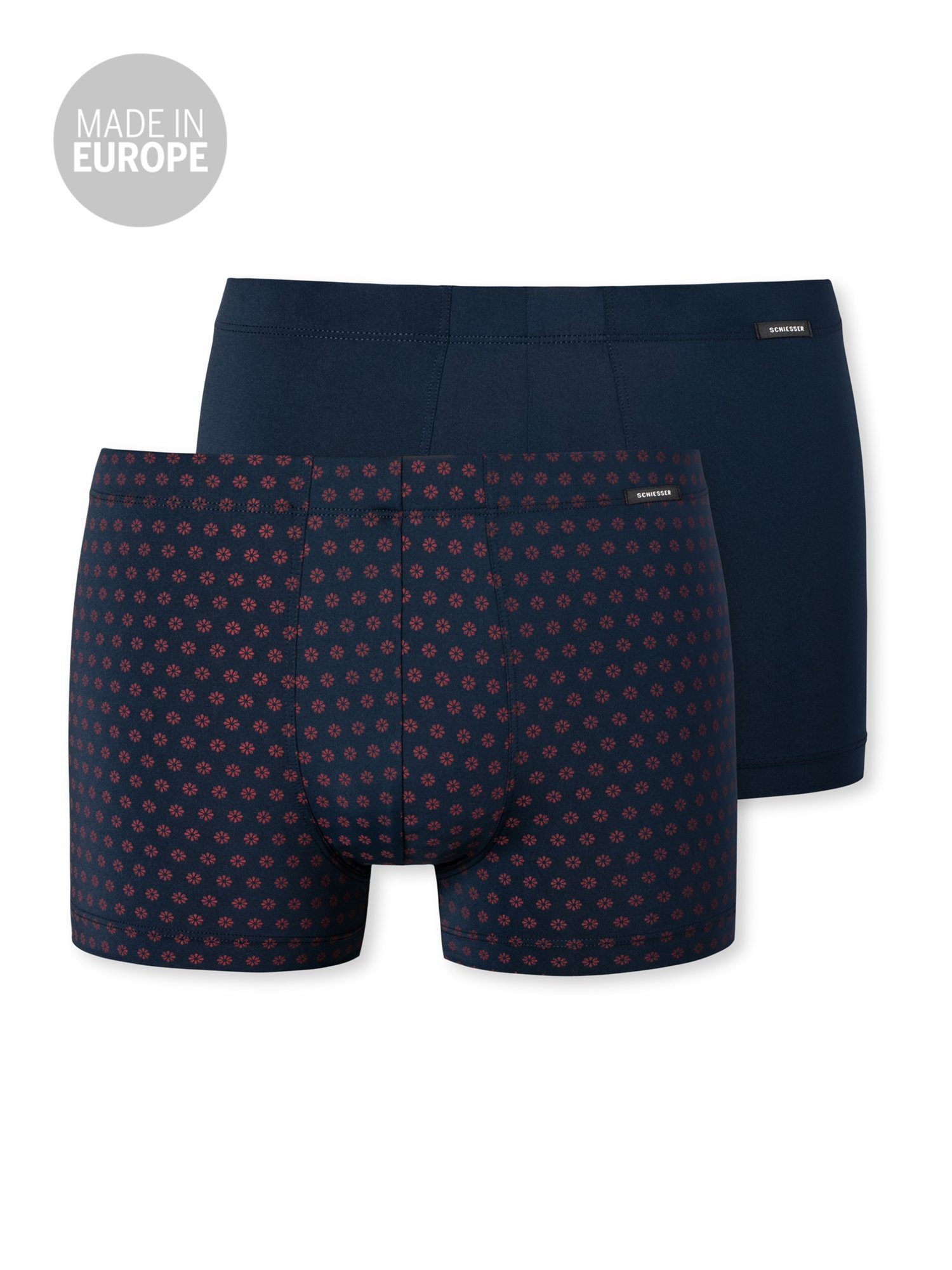Schiesser Boxer Uomo – Mutande In Cotone Ed Elastan, Jersey Elasticizzato, Nero Con Bordi Bianchi, Serie 1875
