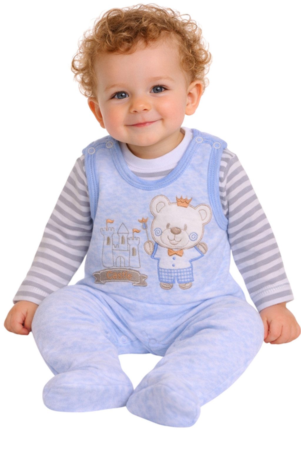 Strampler Baby Stramplerhose aus Velours und Langarmshirt Anzug