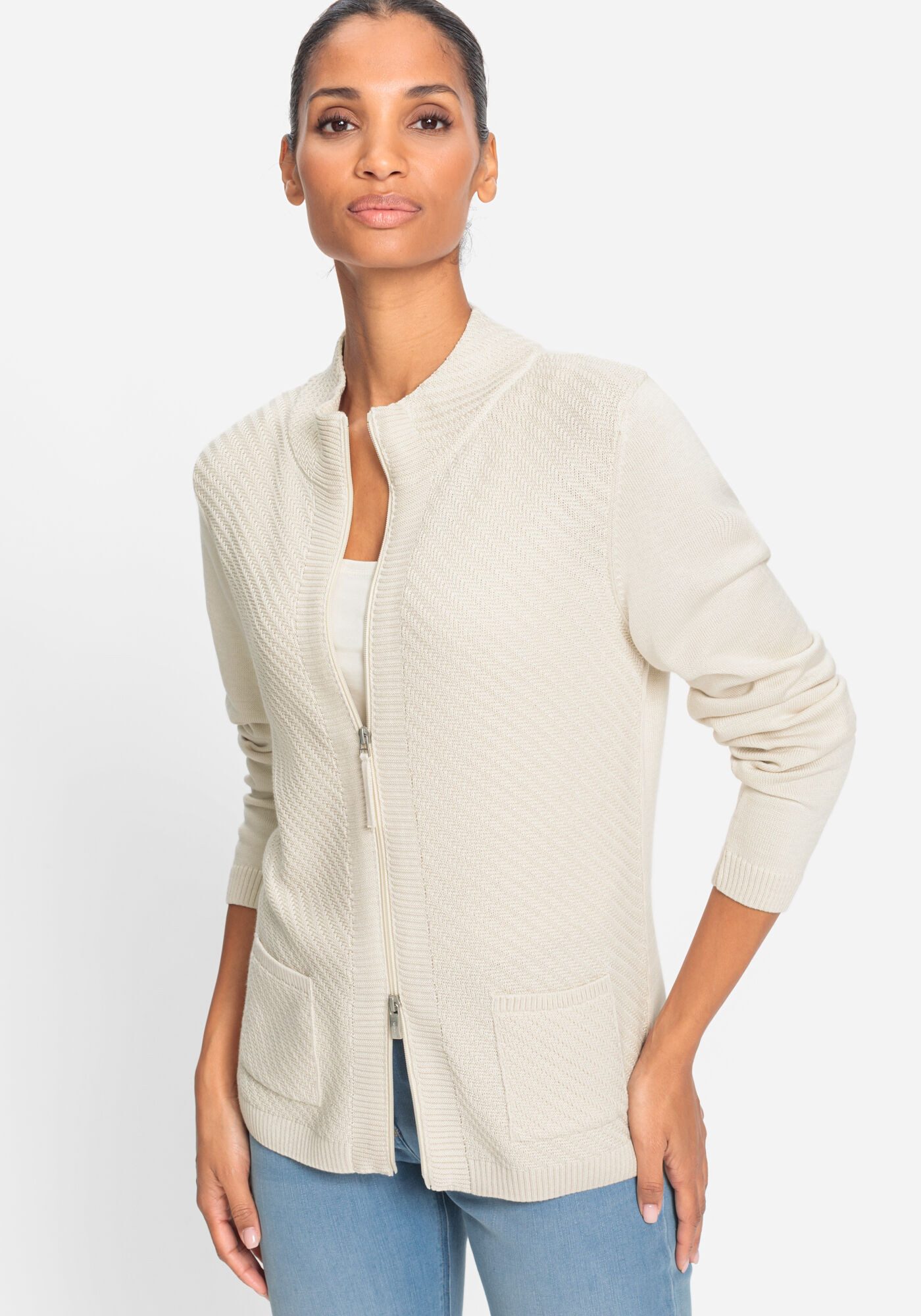 Olsen Cardigan mit diagonaler Rippenstruktur günstig online kaufen