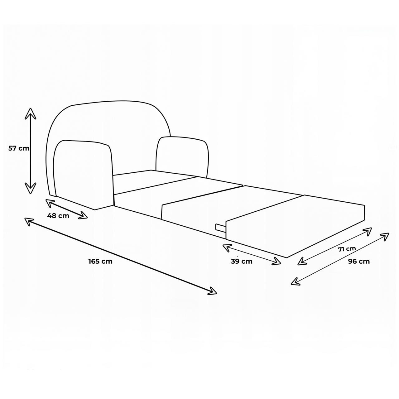 FORTISLINE Kindersofa Kindersofa Rosalia Ausklappbares Sofa aus Cord mit Verlängerung