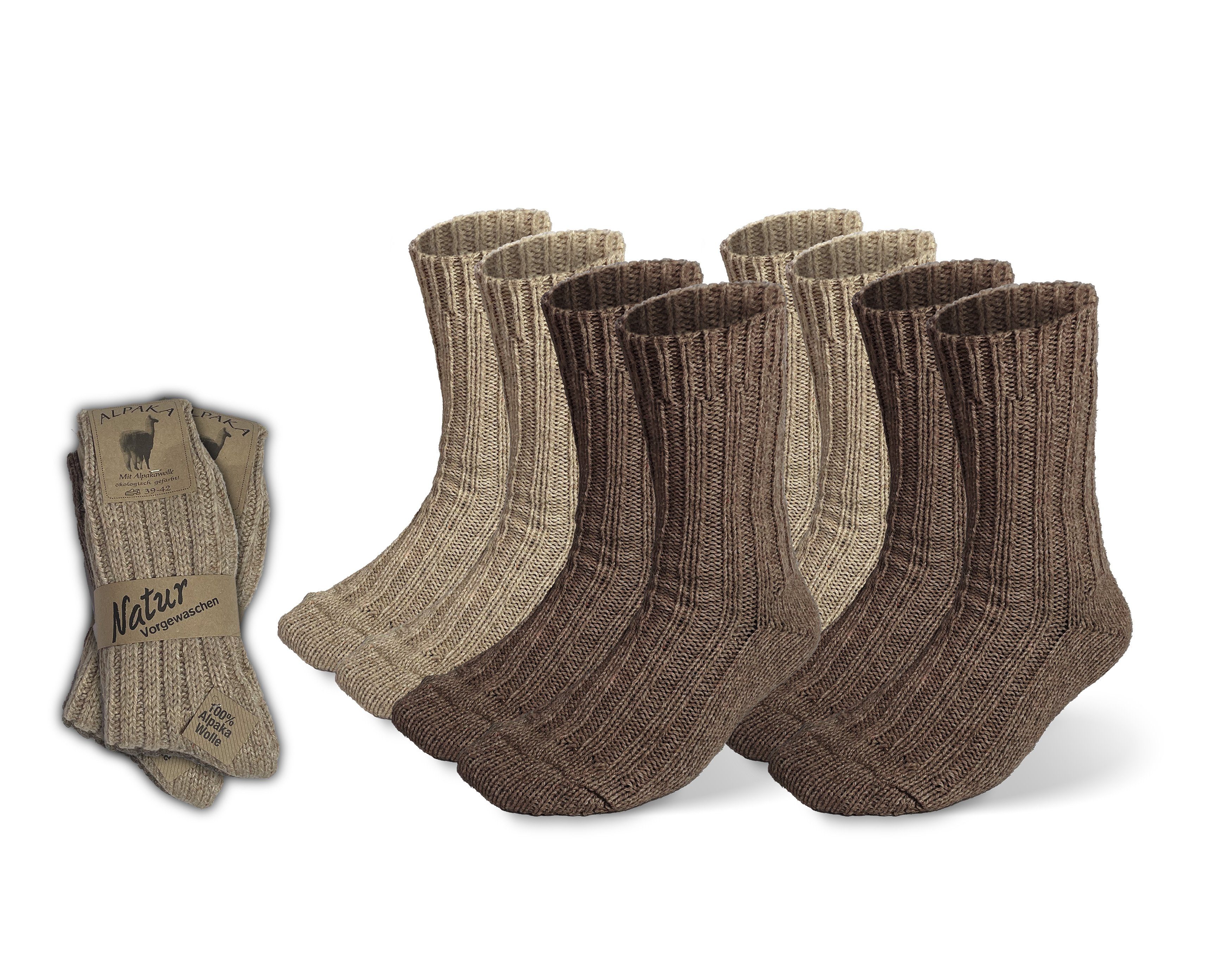 Kuschelsocken Extra Dicke Alpaka Socken für Damen und Herren 4er Set Weich