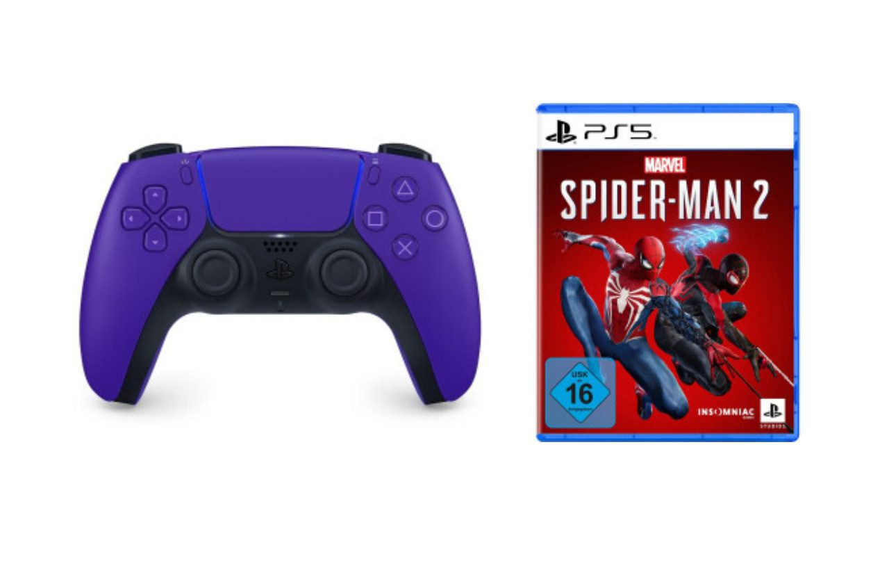 Playstation PS5 Controller Galactic Purple inkl. Spider-Man 2 PS5 DualSense Wireless-Controller (Spiele-Set, inkl. Spider-Man 2)