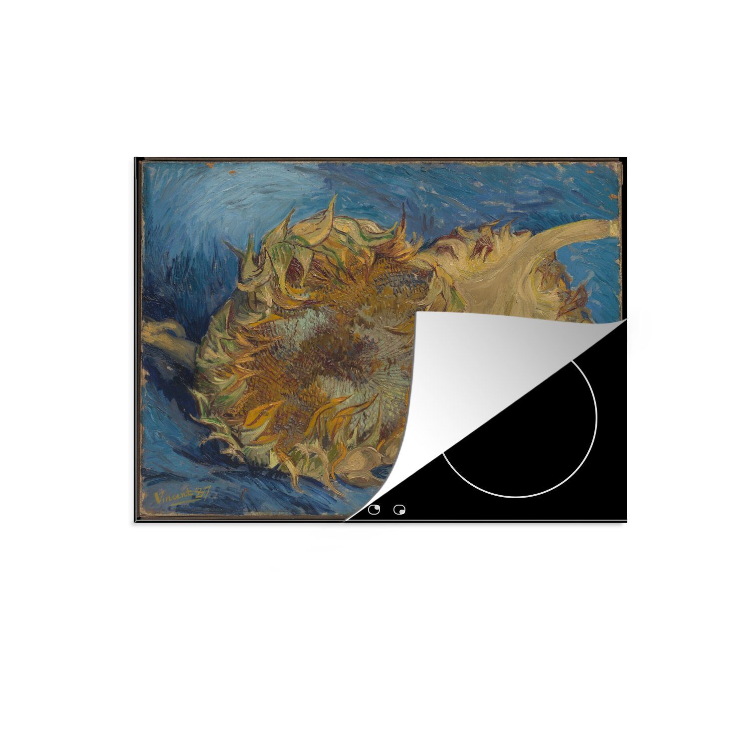 (1 die Induktionskochfeld Schutz Vinyl, Ceranfeldabdeckung van tlg), für Herdblende-/Abdeckplatte MuchoWow 71x52 Vincent cm, Sonnenblumen - küche, Gogh,