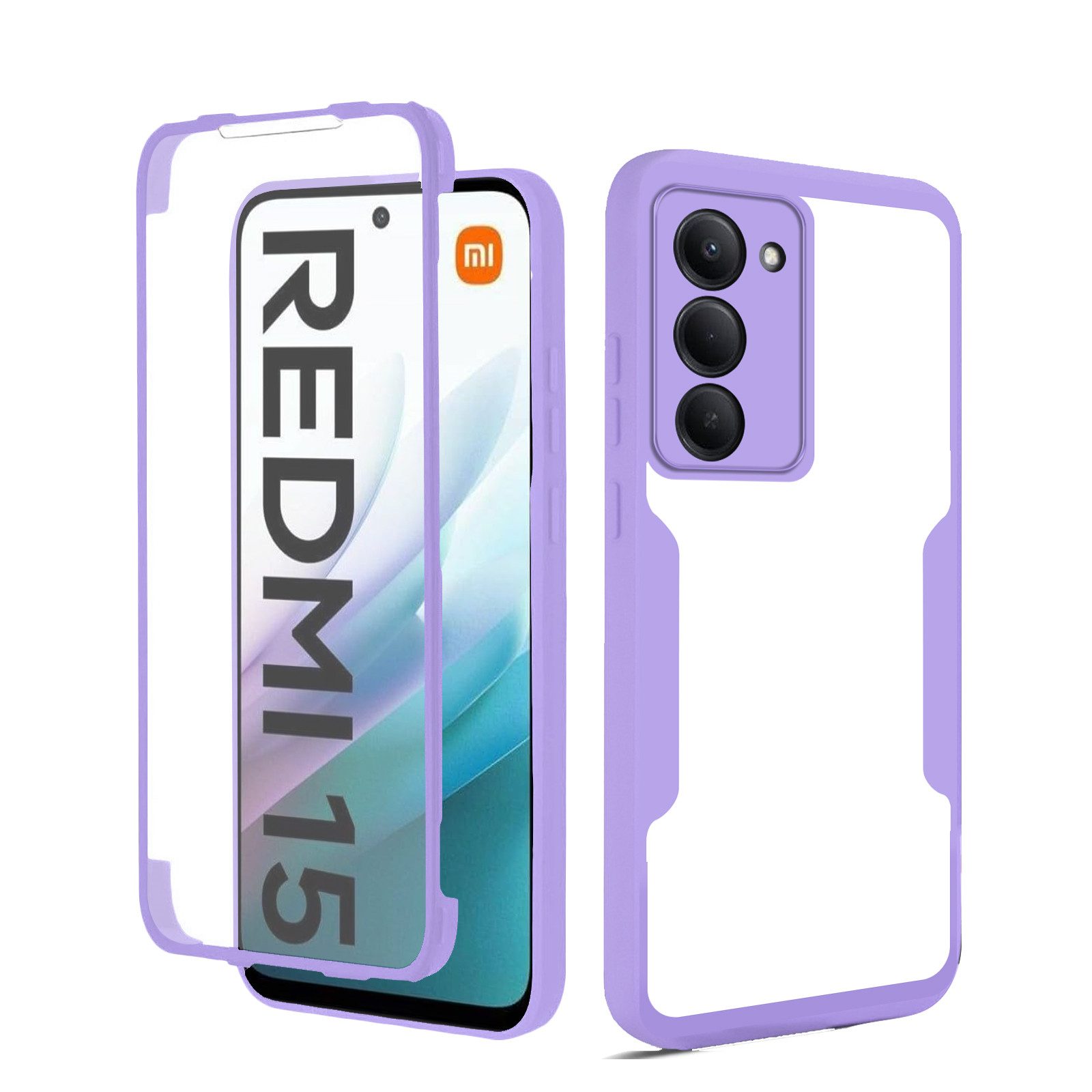 betterfon Handyhülle für Xiaomi Redmi 15 2-teiliges 360° TPU Schutzcase, Vollschutz Case mit integriertem Displayschutz und klarer Sicht