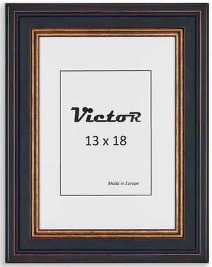 Victor (Zenith) Bilderrahmen Bilderrahmen \"Goya\" - Farbe: Schwarz Gold - Größe: 13 x 18 cm / 3x, Bilderrahmen Schwarz Gold, Set in 13x18 cm, Bilderrahmen Vintage