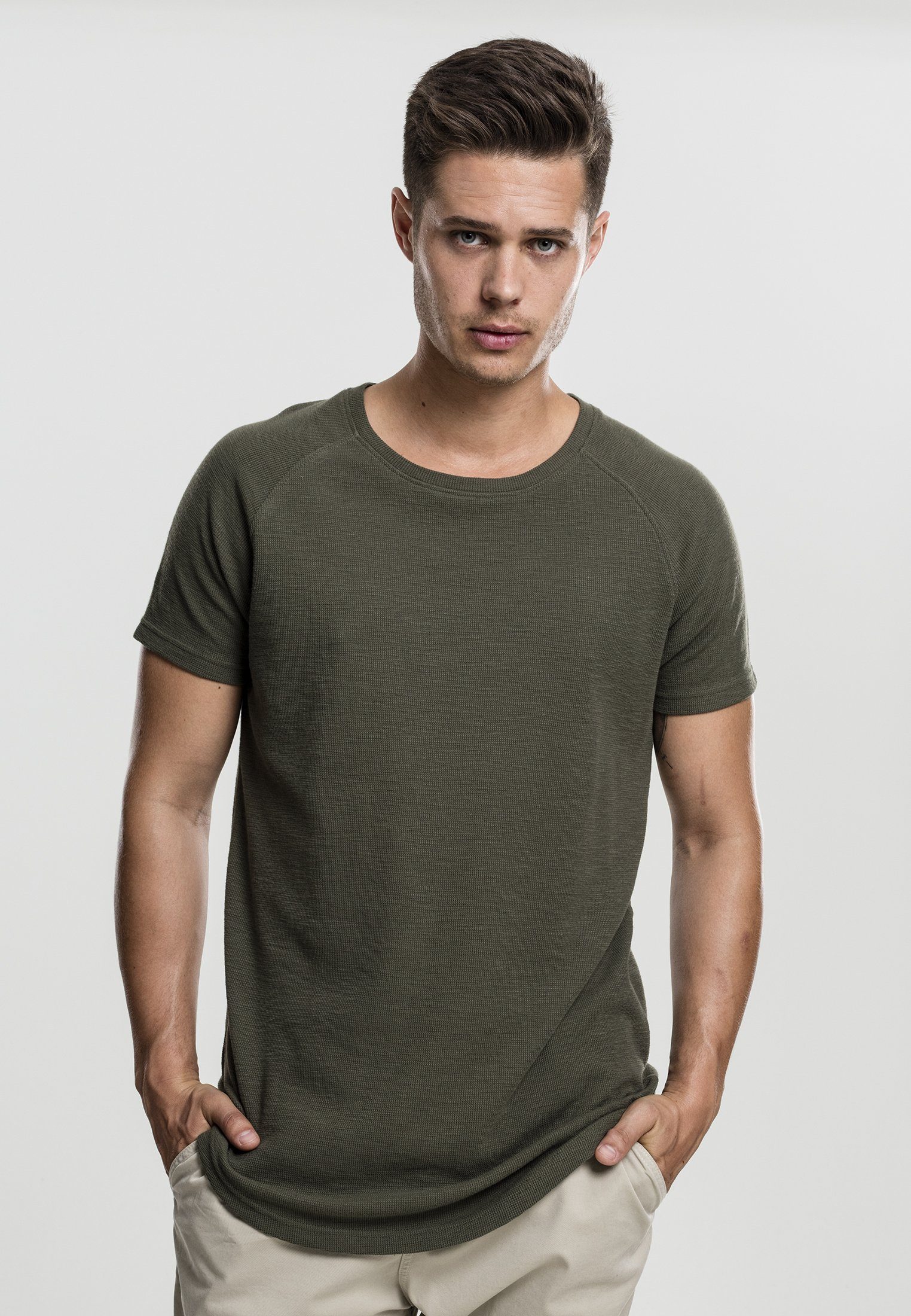 URBAN CLASSICS T-Shirt (1-tlg) Raglan olive Tee T-Shirt Slub Thermal