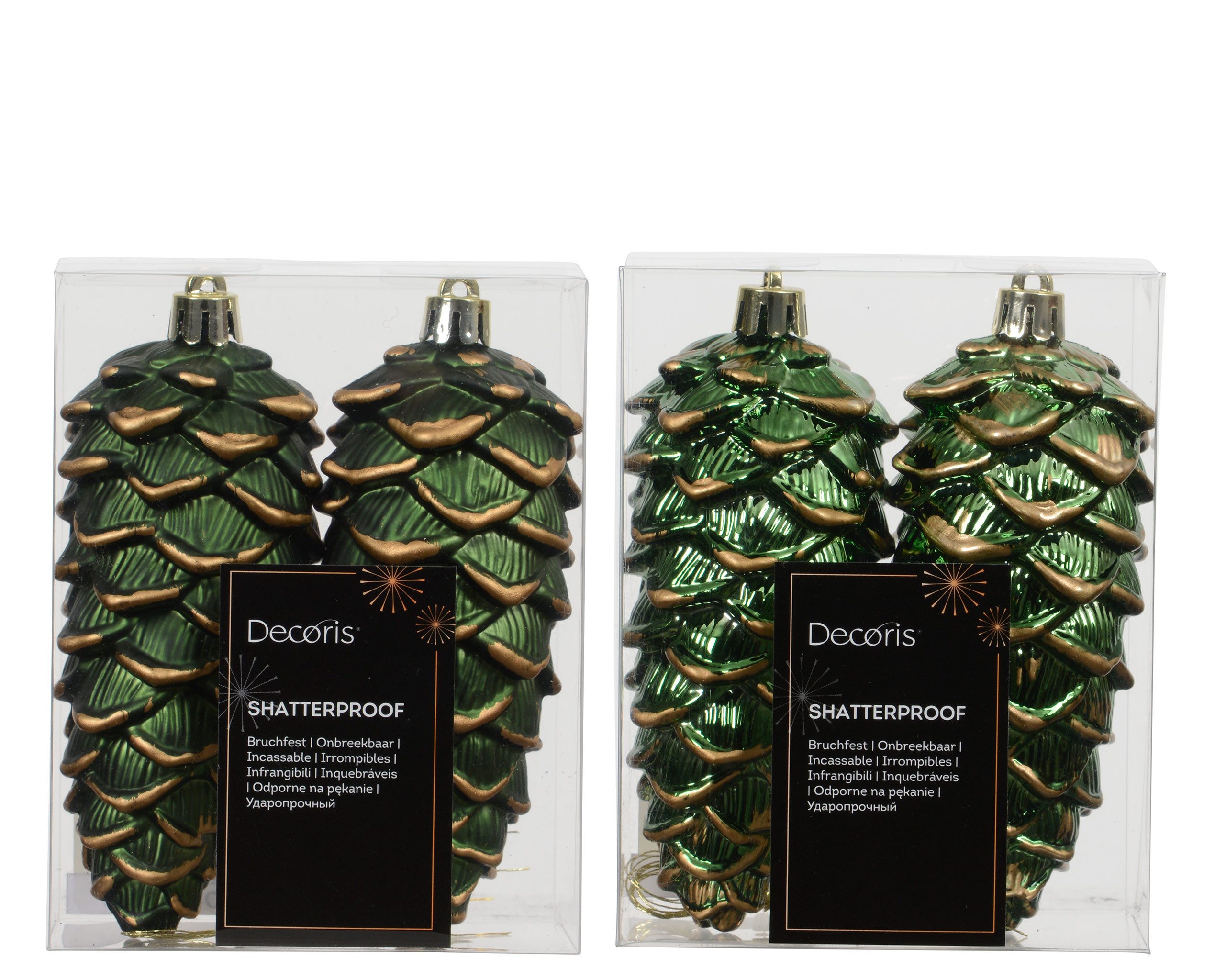 Kaemingk Christbaumschmuck, Christbaumschmuck Zapfen 12cm Kunststoff 2 Stück - Piniengrün
