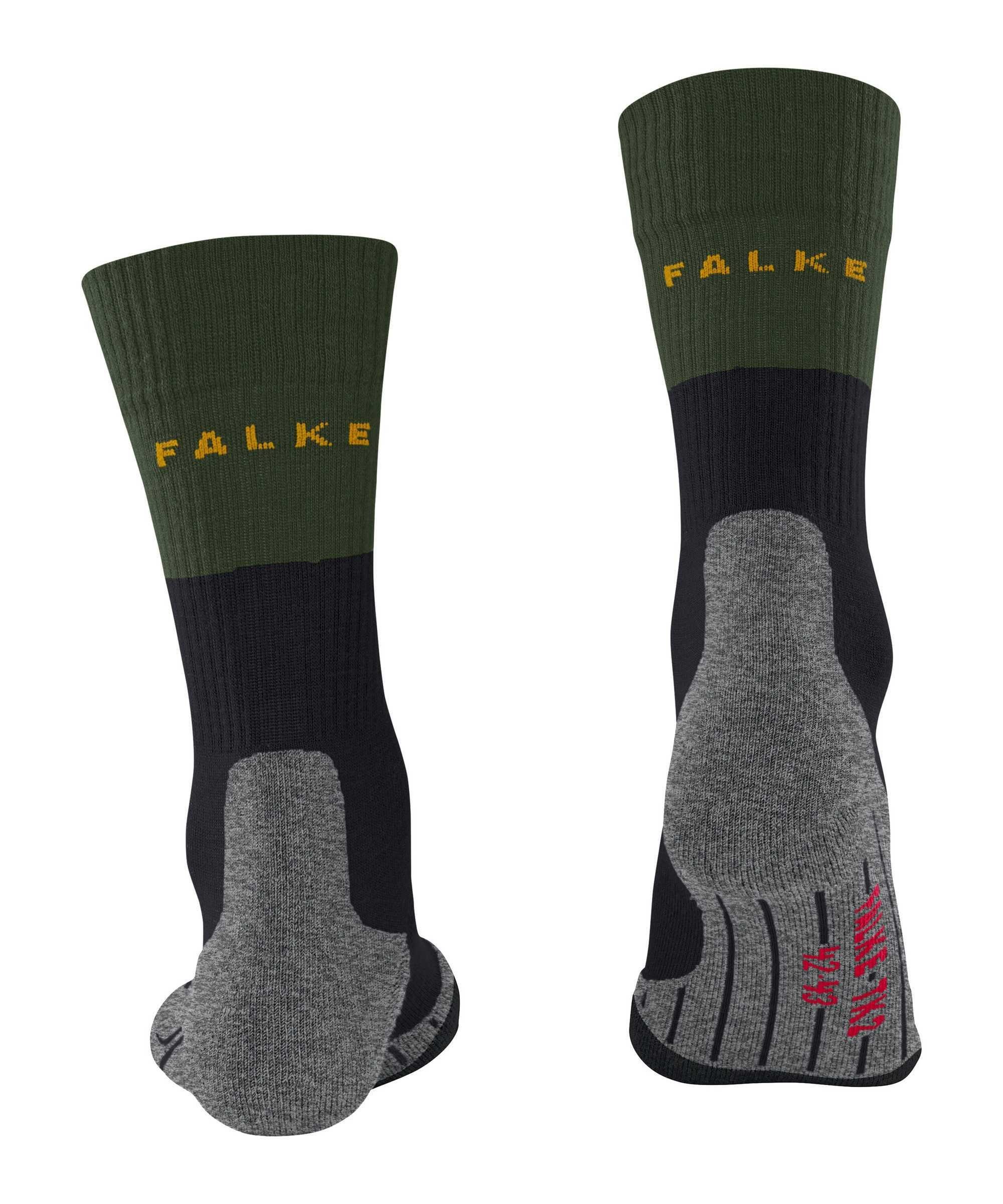 FALKE Sportsocken Herren Socken Schwarz/Grau/Grün Polsterung (Vertigo) - TK2, Socken Trekking