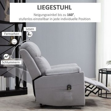 HOMCOM Massagesessel TV-Sessel mit Schlaffunktion, Liegefunktion (Fernsehsessel, 1-St., Aufstehesessel), für Wohnbereich, Hellgrau