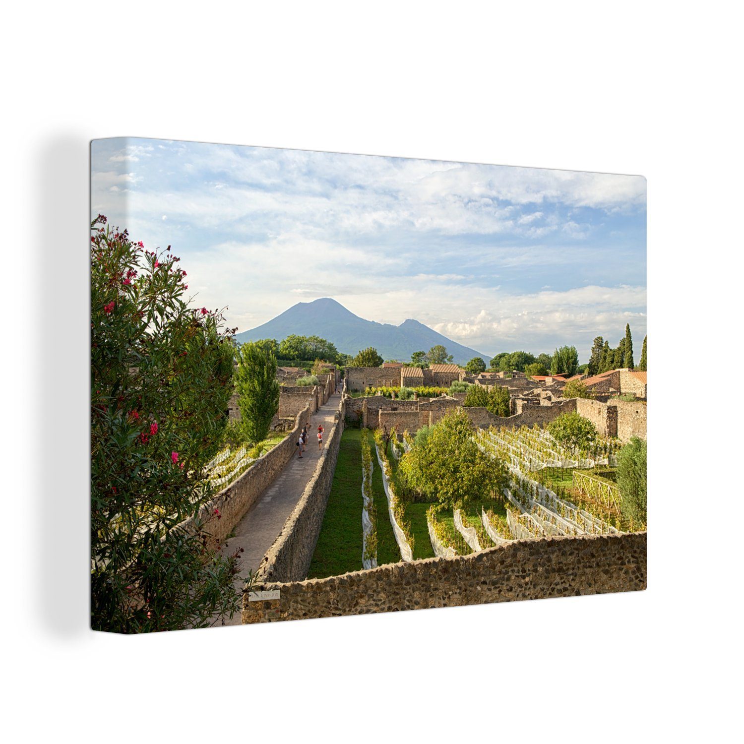 OneMillionCanvasses® Leinwandbild Antike Mauern und ein Weinberg in Pompeji, (1 St), Wandbild Leinwandbilder, Aufhängefertig, Wanddeko, 30x20 cm