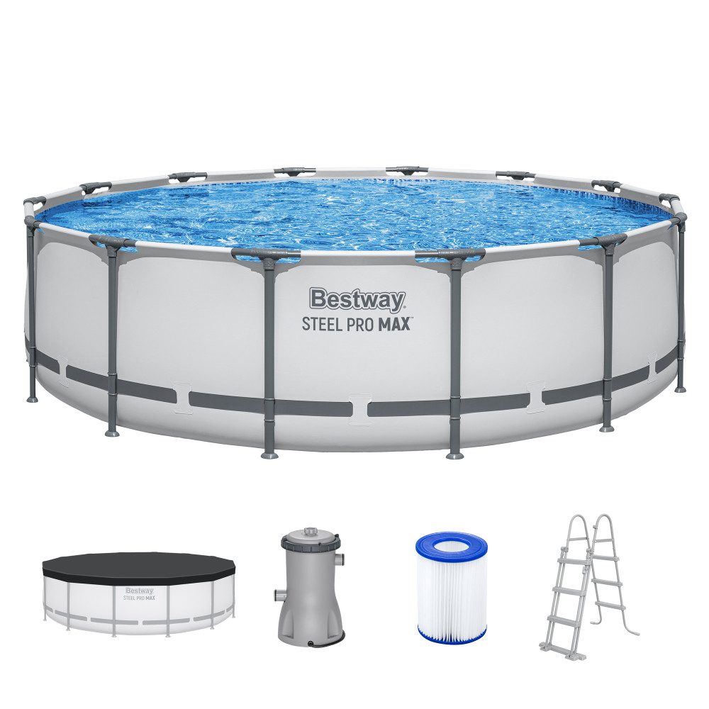 Bestway Framepool Bestway Steel Pro MAX Frame Pool Komplett-Set mit Filterpumpe Durchm.