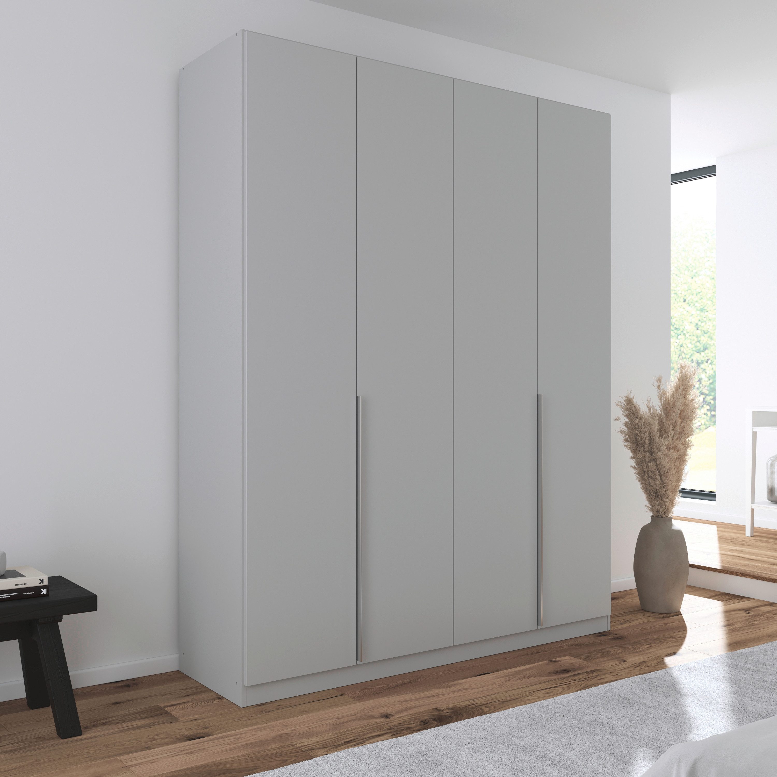 OTTO home Drehtürenschrank Kleiderschrank Schrank Garderobe AGORDO Schlafzimmer (in zwei Griff-Farben, Breiten 91-405 cm, Dekor- oder Hochglanzfront) durchdachte Innenausstattung, in 8 Breiten und 2 Höhen MADE IN GERMANY