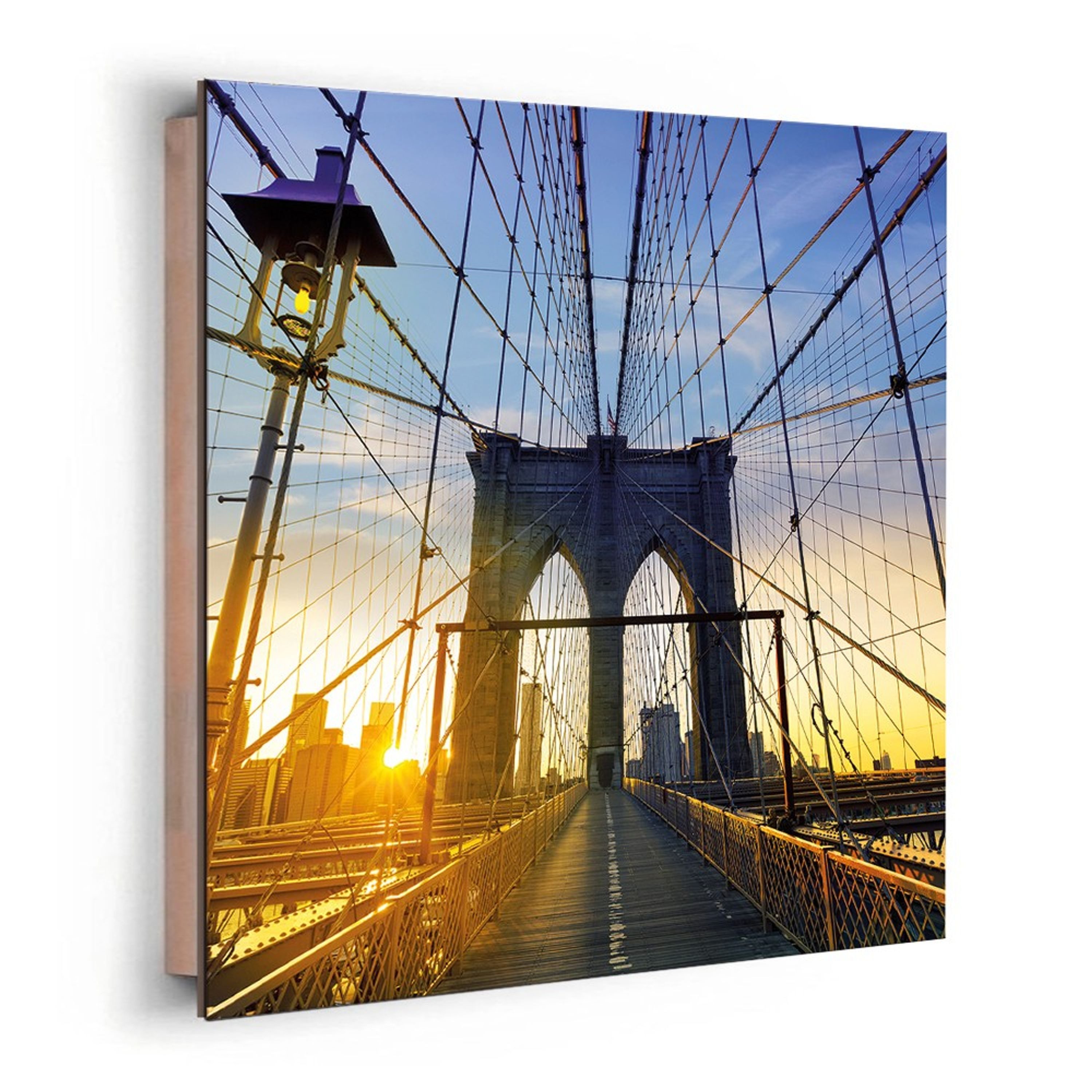artissimo Deco-Panel Bild 30x30 cm Jugendzimmer / Wandbild klein leicht / modern urban, Städte: New York Brooklyn Bridge