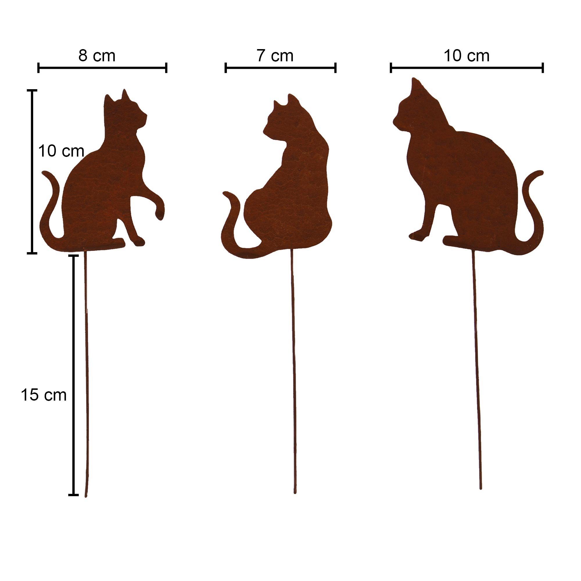 UNUS GARDEN Gartenstecker Stecker Rost Katzen im 3er Set (3er Set) Gartendeko Rostdeko Dekostecker rostige Deko Garten robust – Bild 5 von 5