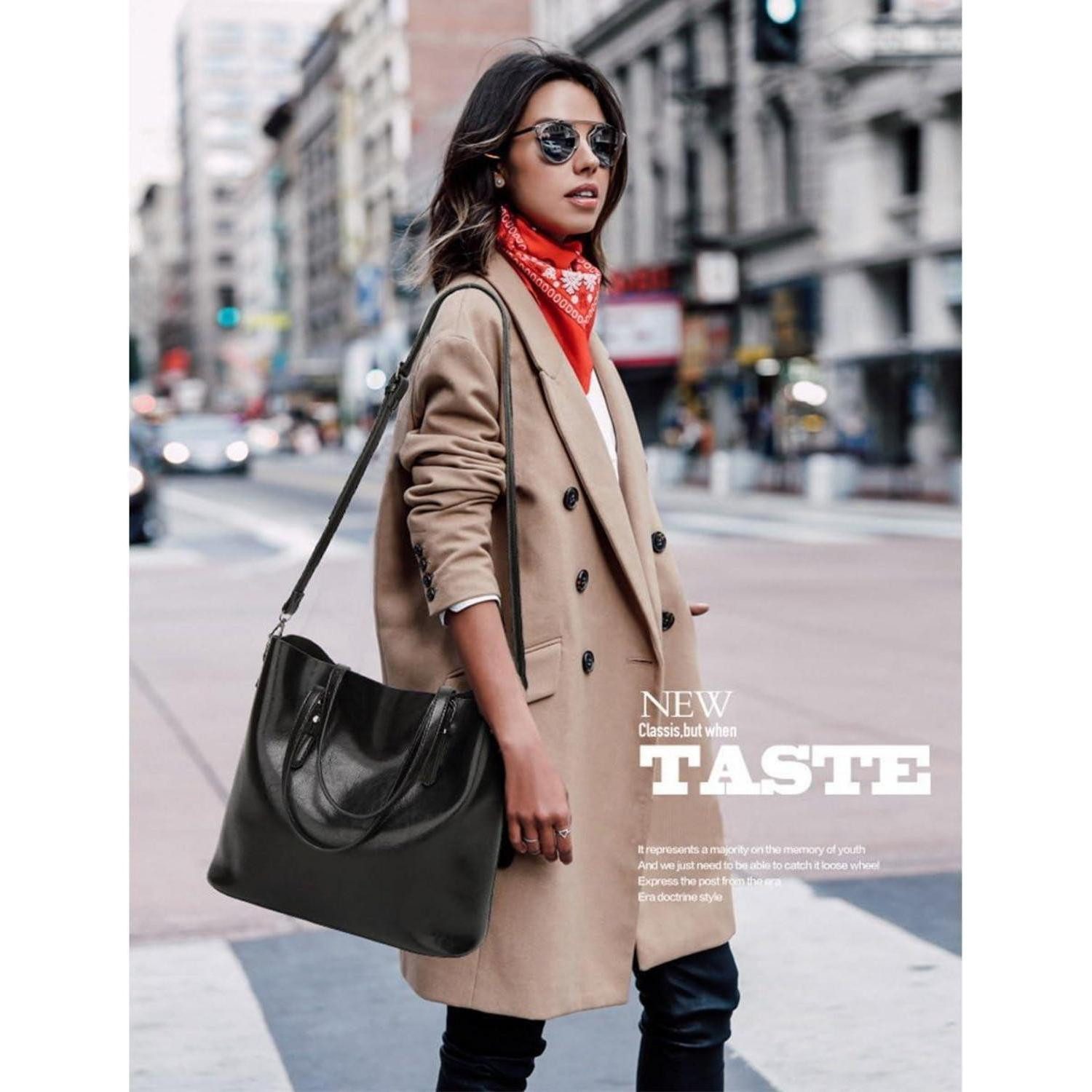 LuxusKollektion Shopper Damen Tote Shopper Schultertasche PU-Leder Schwarz