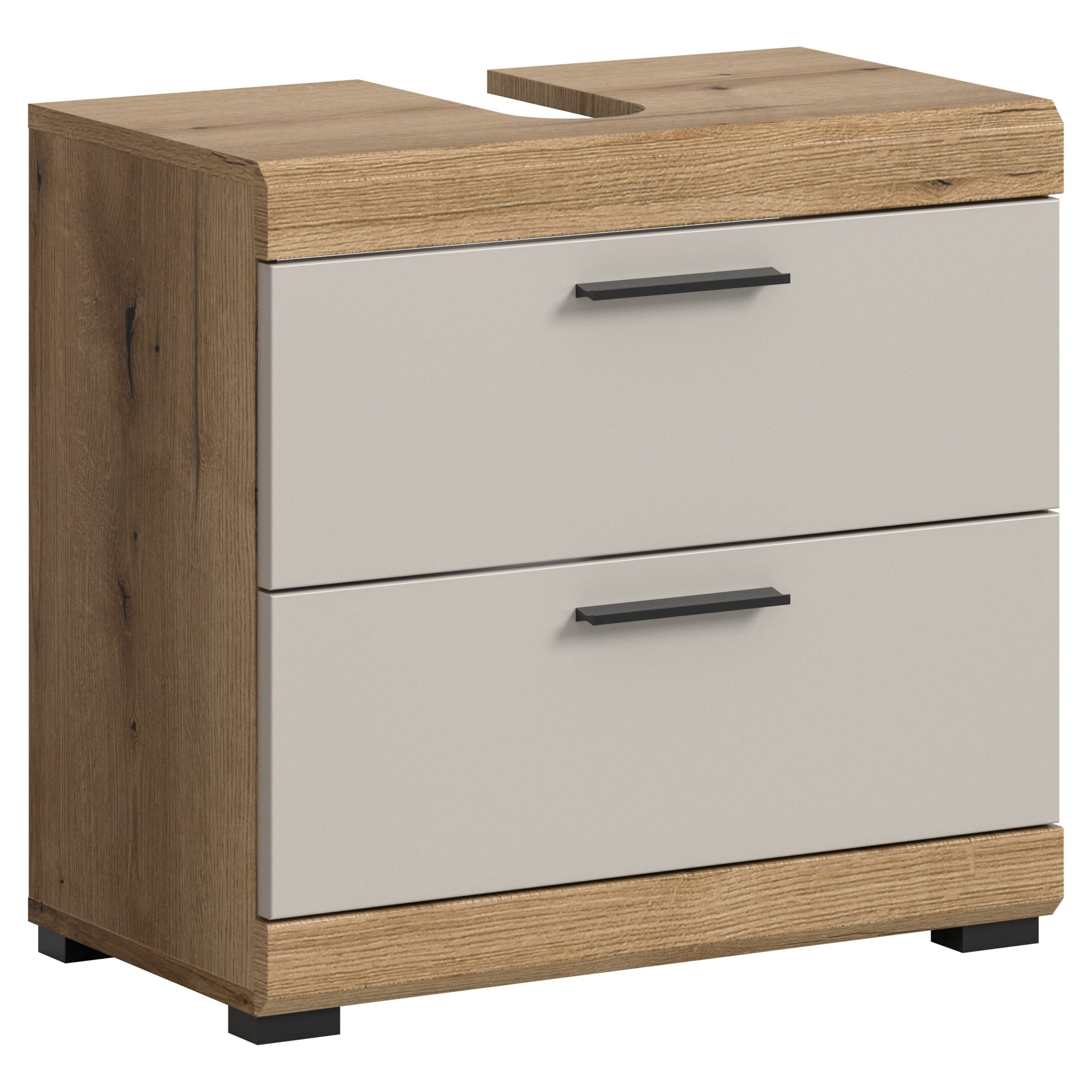 furnling Waschbeckenunterschrank Scott 2 Schubladen, Badmöbel, Badschrank, Badunterschrank, 60 cm breit