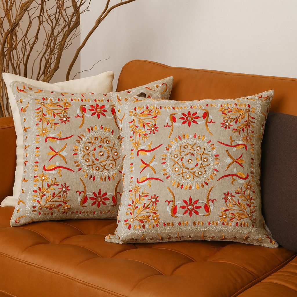 Marrakesch Orient & Mediterran Interior Zierkissen 4er Set Boho Kissenbezug Lodge orientalisch aus Baumwolle in Rot 50 cm, (4 St)