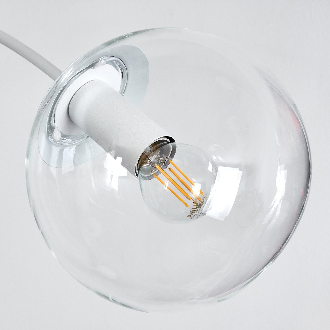 hofstein Stehlampe Bodenlampe Standlampe aus in Metall Stehleuchte ohne auch mit Weiß, mit Echtglas-Kugeln, »Arviè« 5xE14, Fußschalter, moderne Leuchtmittel