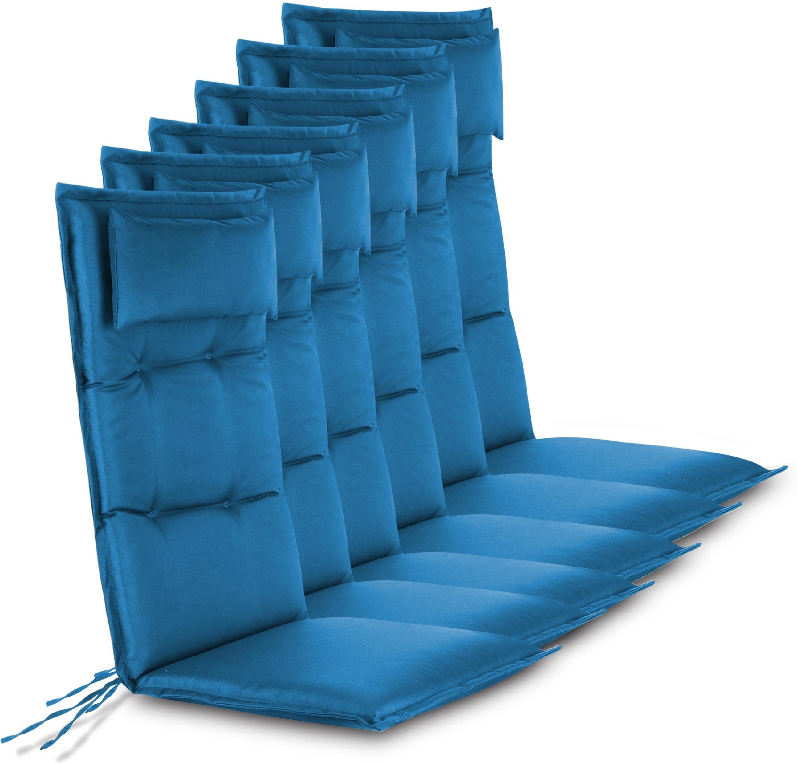 Aspero Hochlehnerauflage 6 Hochlehner Stuhlauflagen Sitzpolster, (Set), Wasserdicht