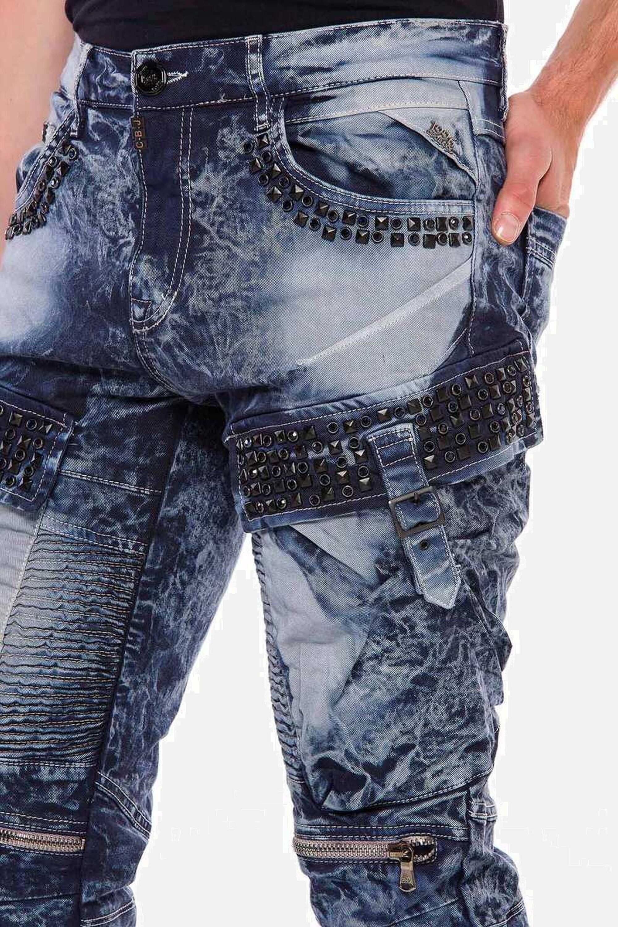 Cipo & Baxx Bikerjeans Jeans Mit Ripp-Details, CD494