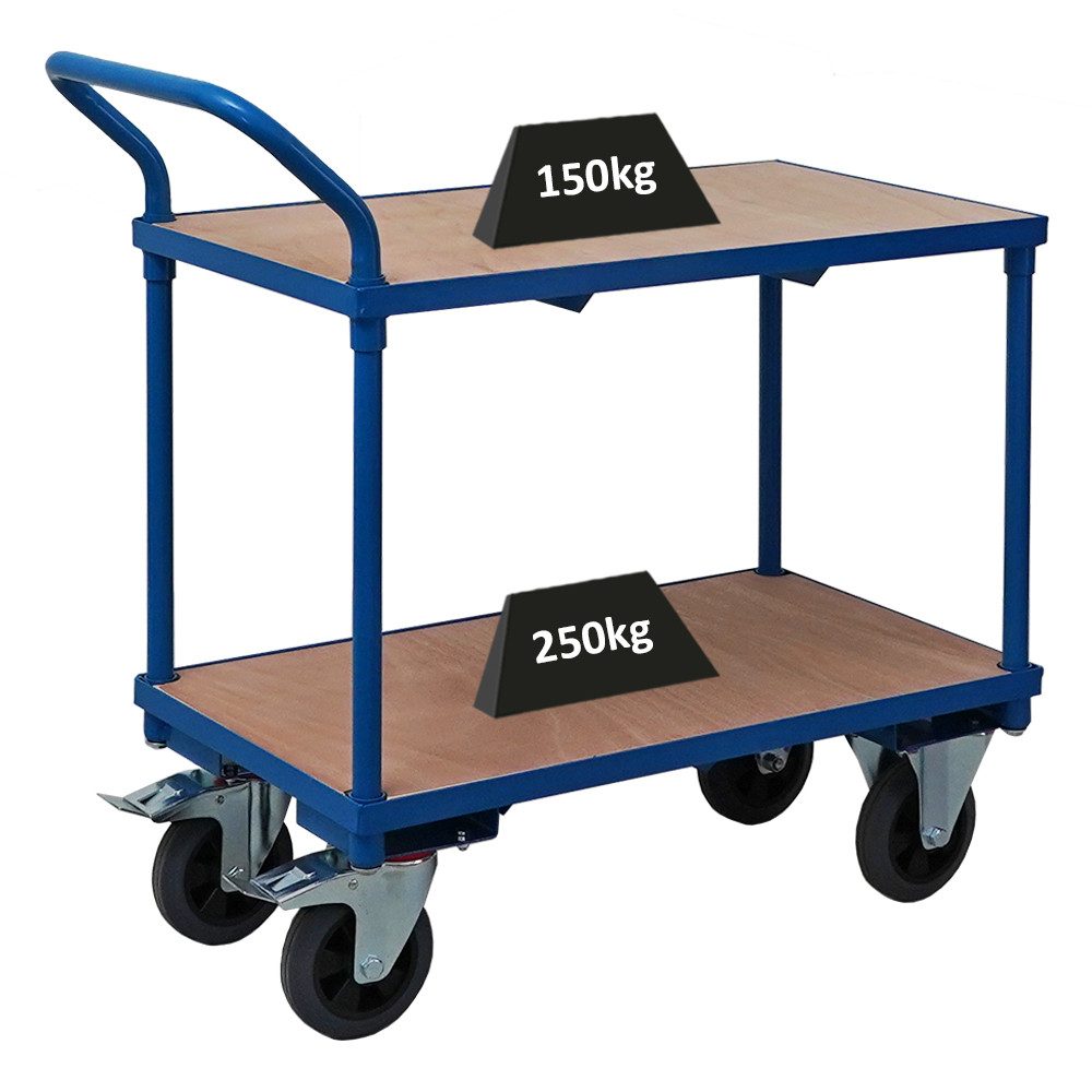 PROREGAL® Tischwagen Transportwagen Handwagen Materialwagen Plattformwagen Pro, Traglast von 400kg 2 Lenk- & Bockrollen Robuste Qualität