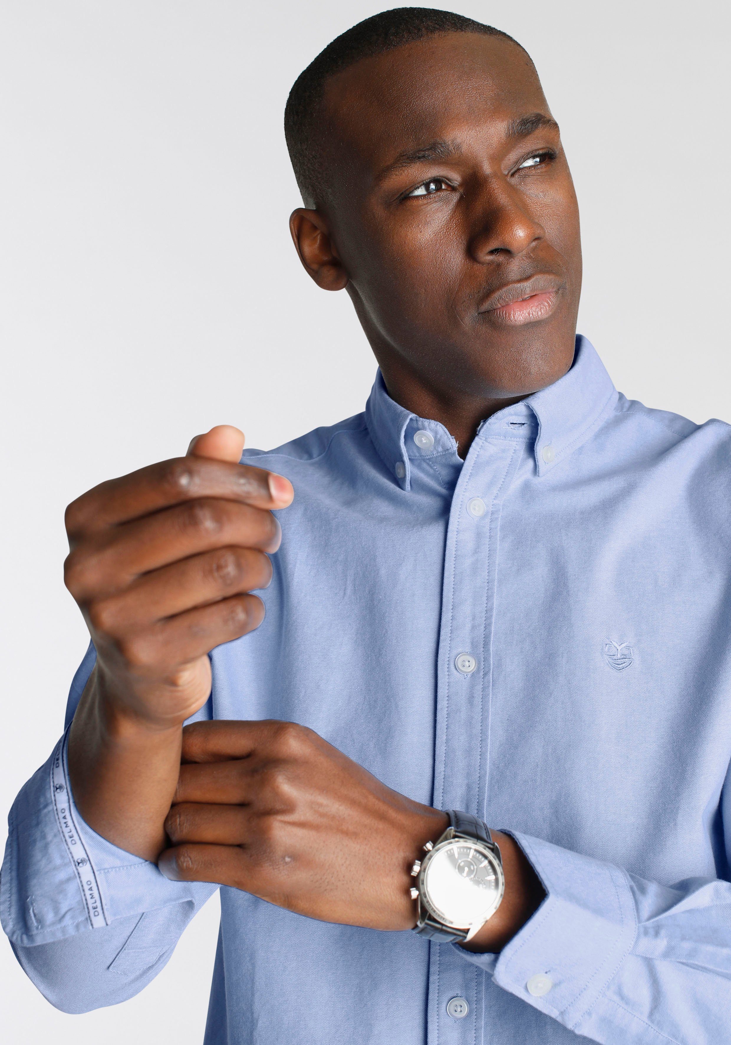 DELMAO Langarmhemd in Oxford Qualität