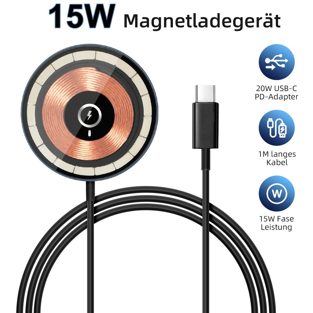 VSIUO Wireless Charger (15W Kabelloses Ladegerät Induktive