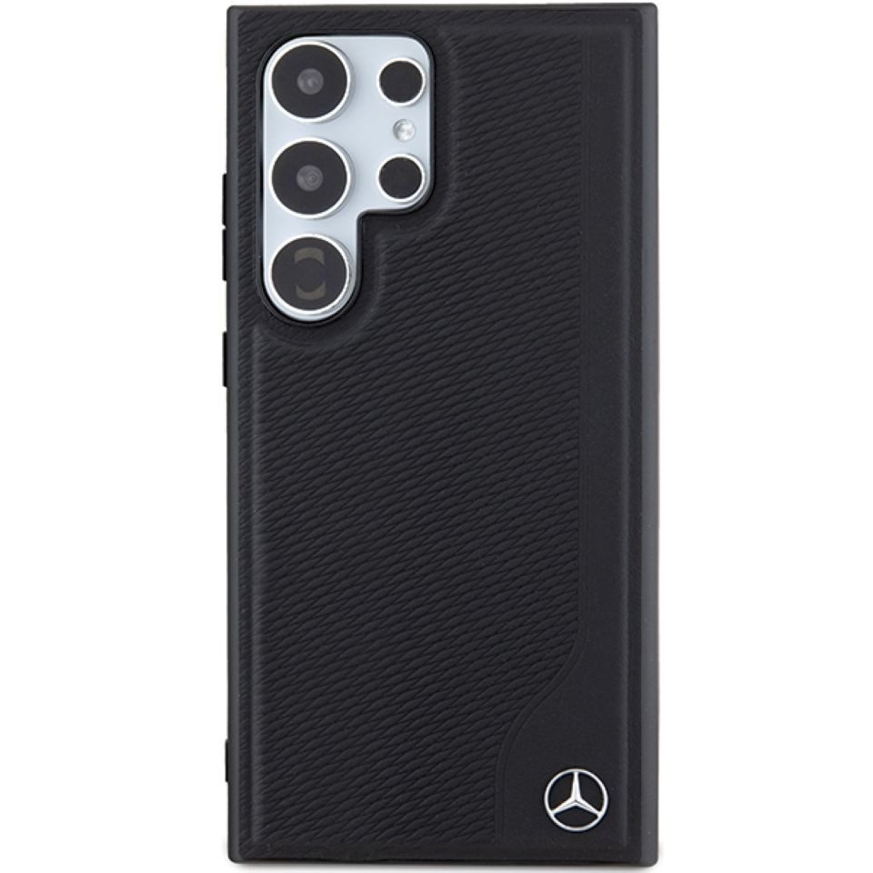 Mercedes Benz Handyhülle Case Galaxy S24 Ultra Echtleder MagSafe schwarz Stern 6,8 Zoll, Kantenschutz