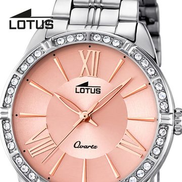 Lotus Quarzuhr Lotus Damen Uhr Fashion L18130/2, Damen Armbanduhr rund, Edelstahlarmband silber
