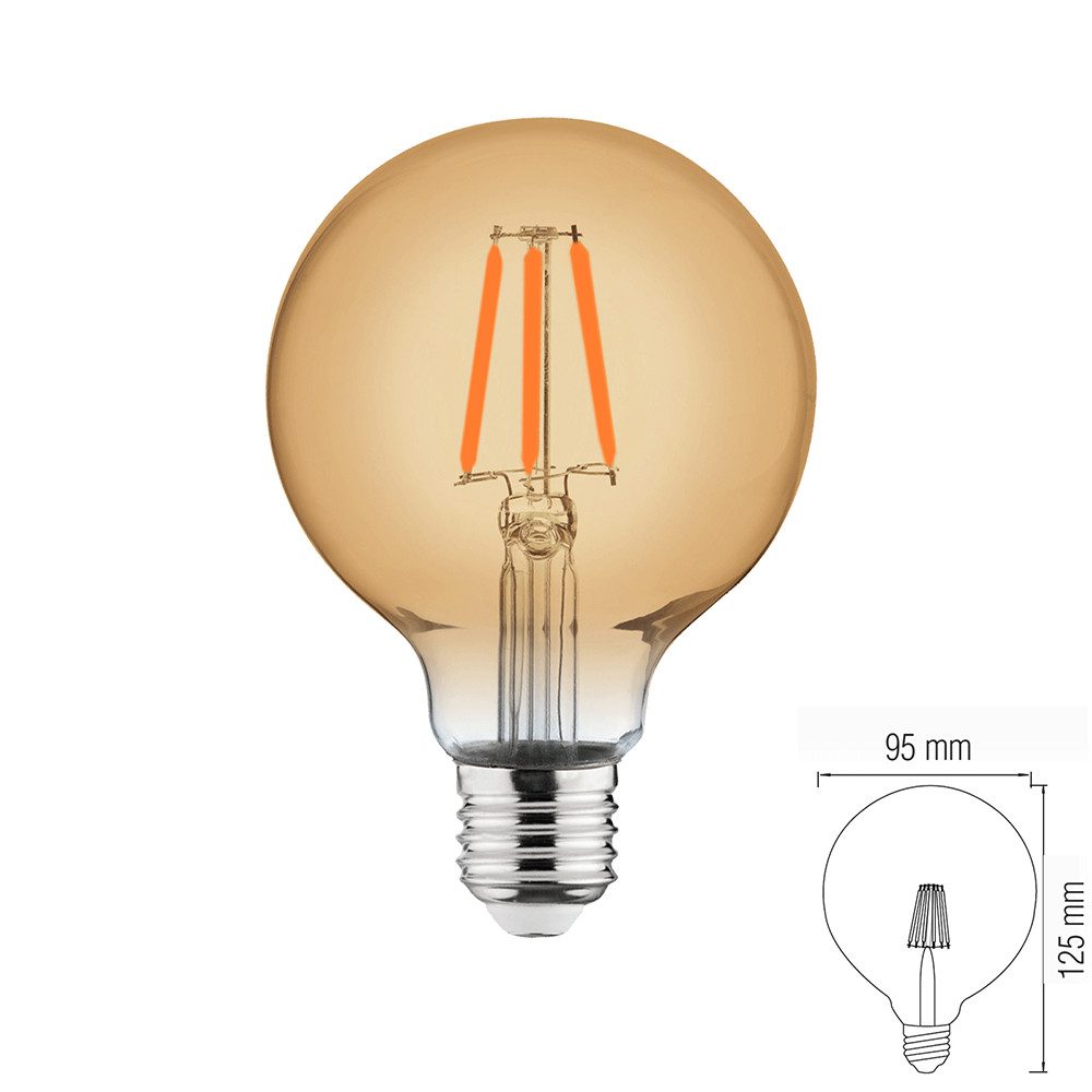 Aigostar LED-Leuchtmittel E27 Filament Retro Vintage Nostalgie Leuchtmittel in verschiedene, Warmweiß, Bernstein, G95, IP20, E27
